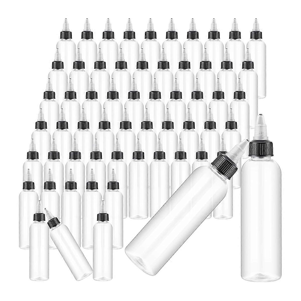 100 Pcs 4 Oz Plastic Squeeze Bottles Bulk Boston Dispensing Empty Hair Oil Bottles with Twist Top Cap for Essential Oils