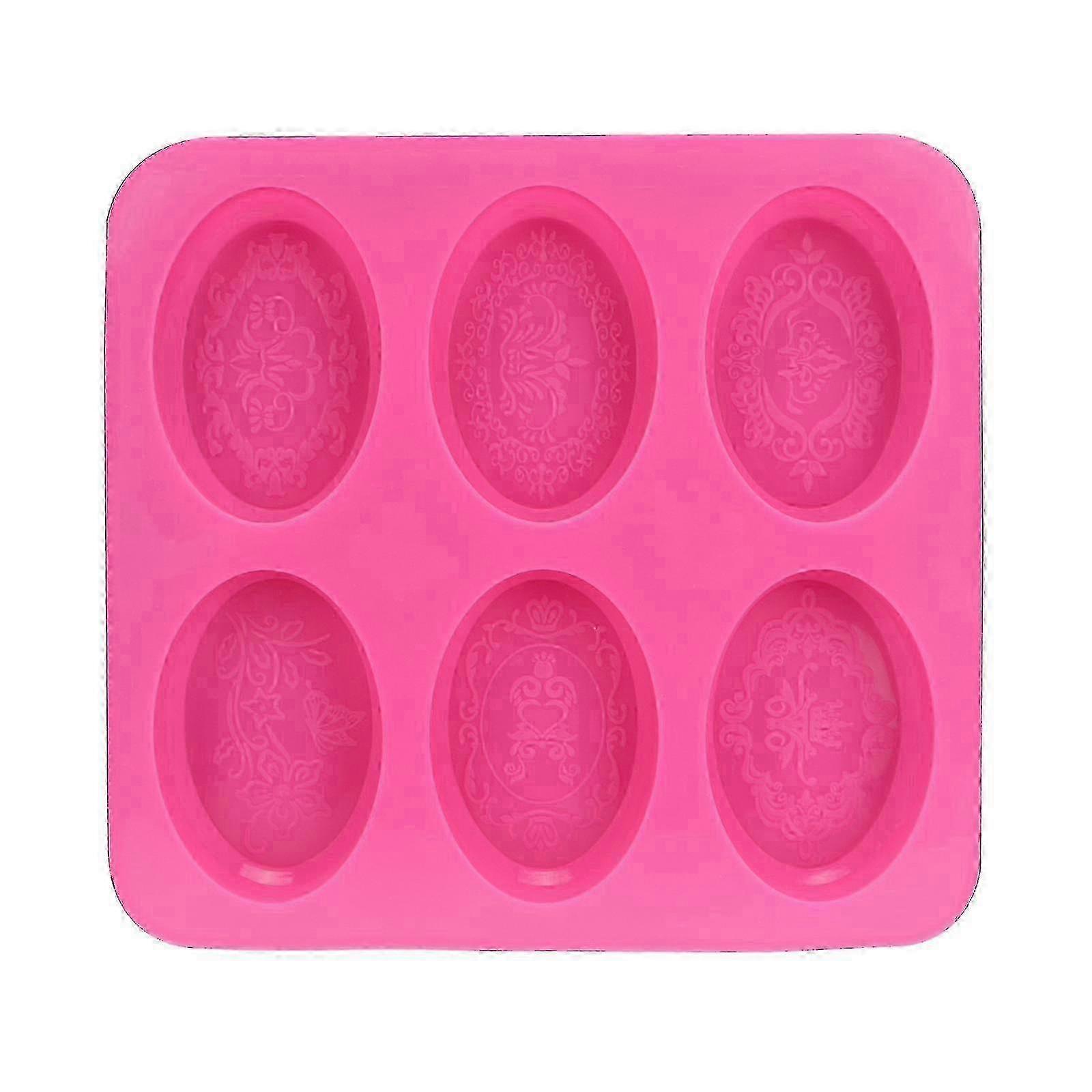 Six Consecutive Oval Lace Pattern Silicone Soap Molds 25-26s