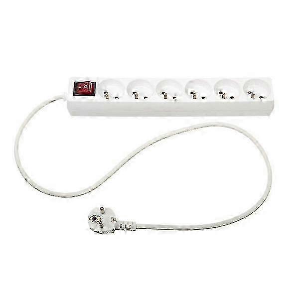 Power outlet 6-way with switch White