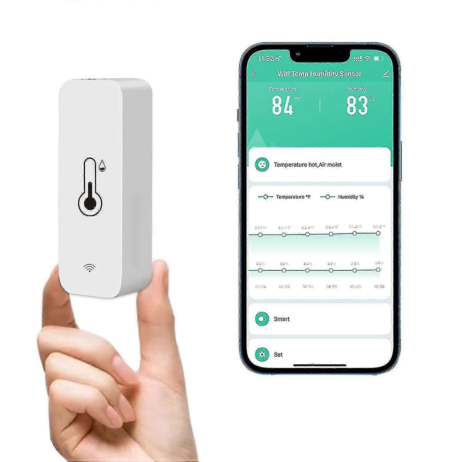 Wifi Sensor, Wireless Home Temperature And Humidity Monitor Real-time Remote Monitoring Thermohygrometer With Data Storag