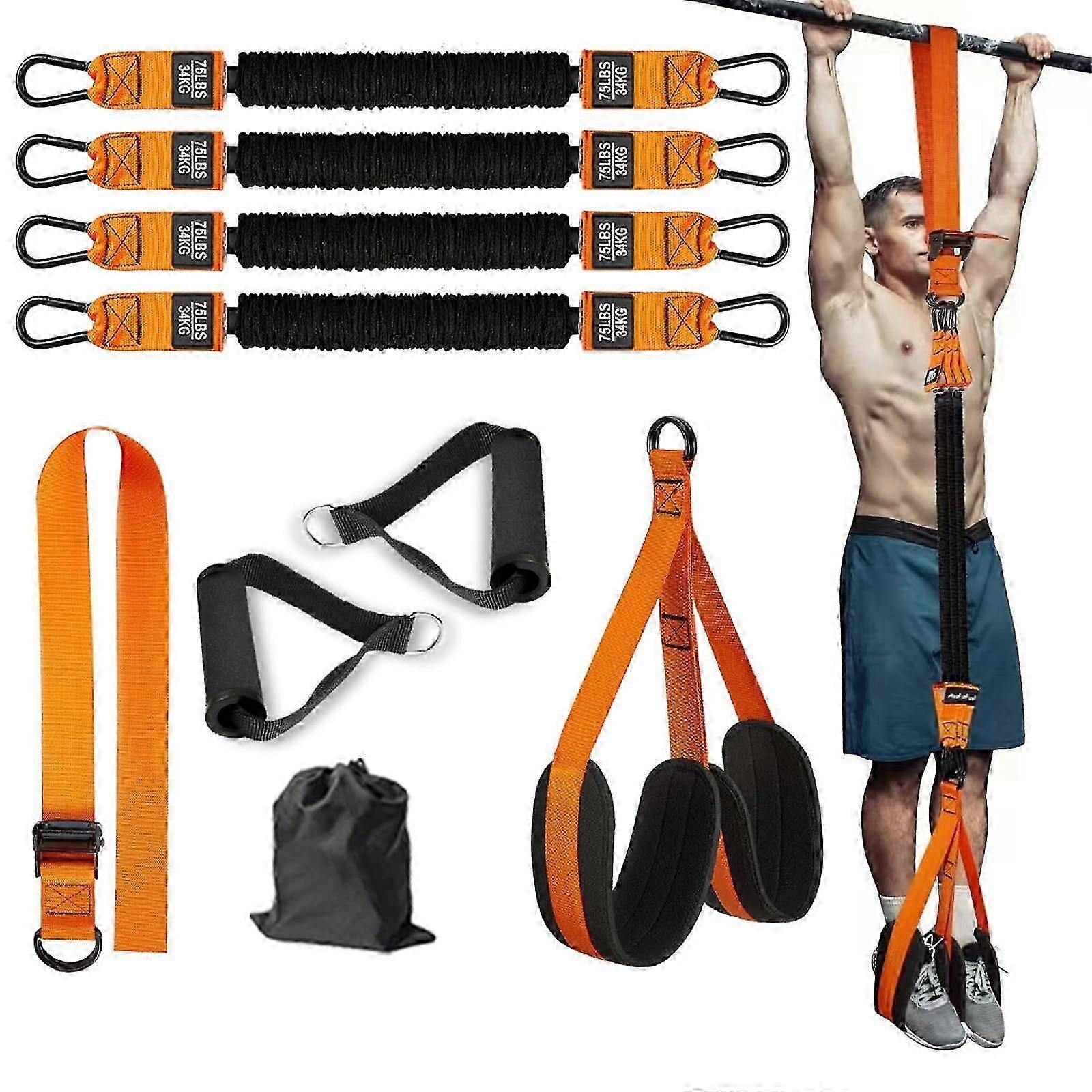 Workout pull up bands with 4 adjustable straps for heavy training