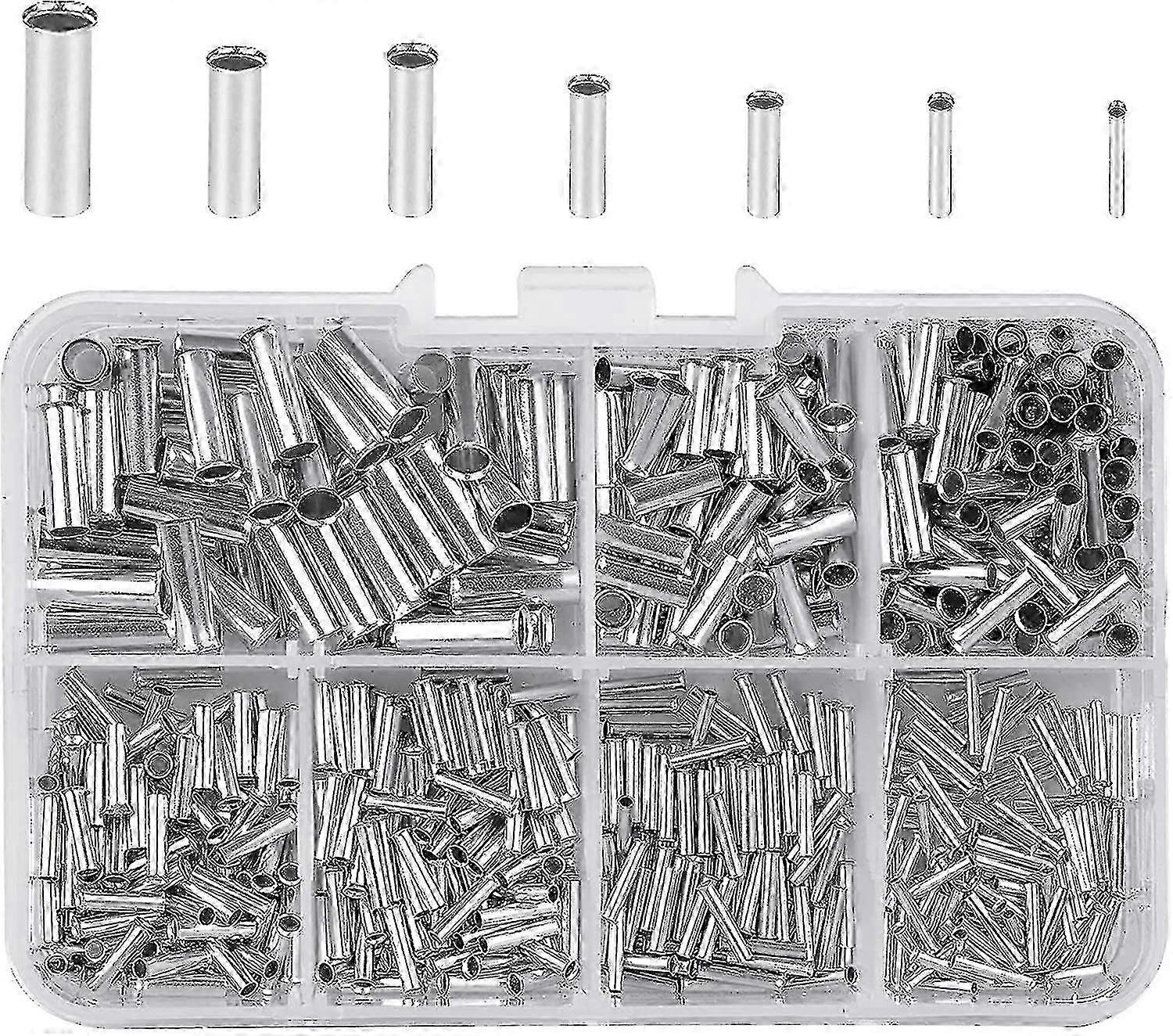 Uninsulated cable ferrules for electrical projects - 600pcs in plastic box