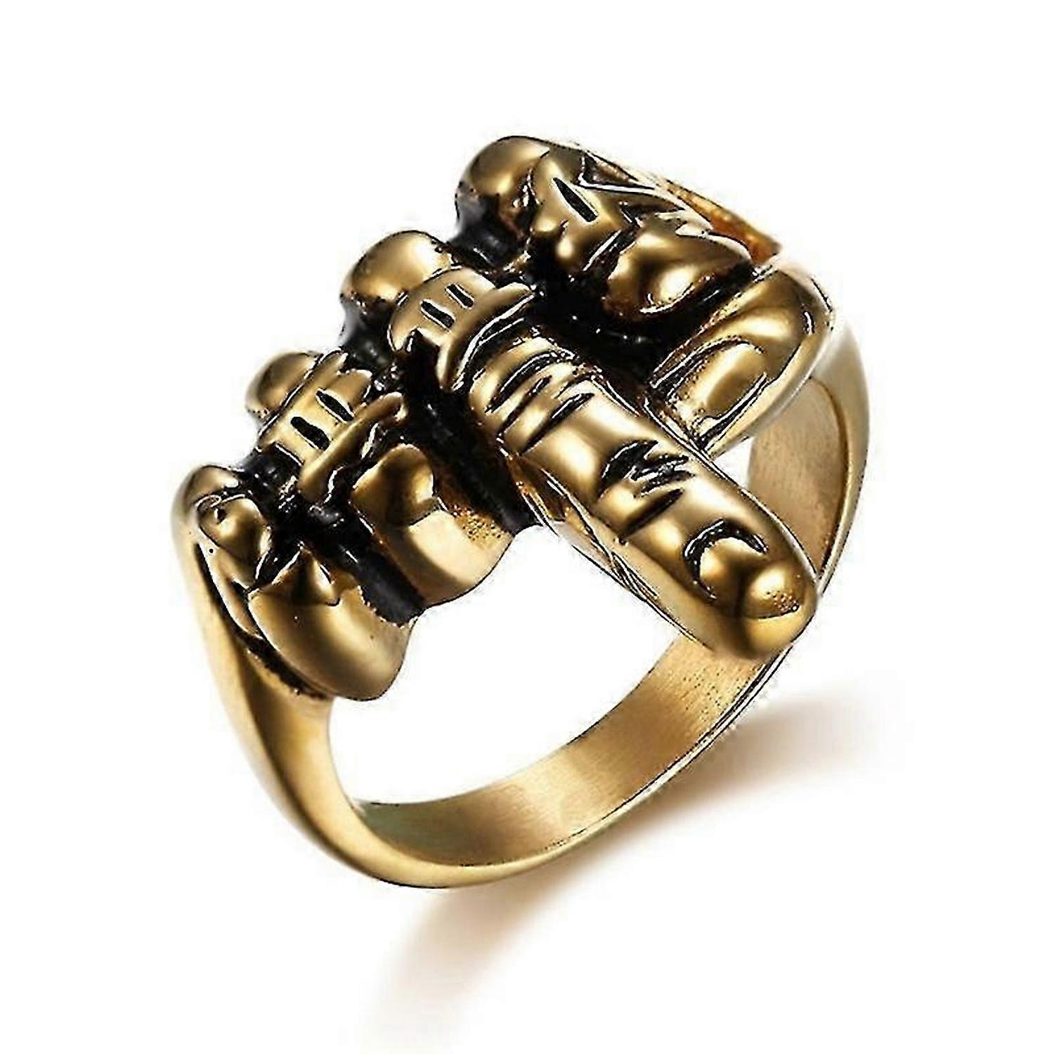 Rock Style Ring Trend Vertical Middle Finger Pattern Jewelry Ring For Men