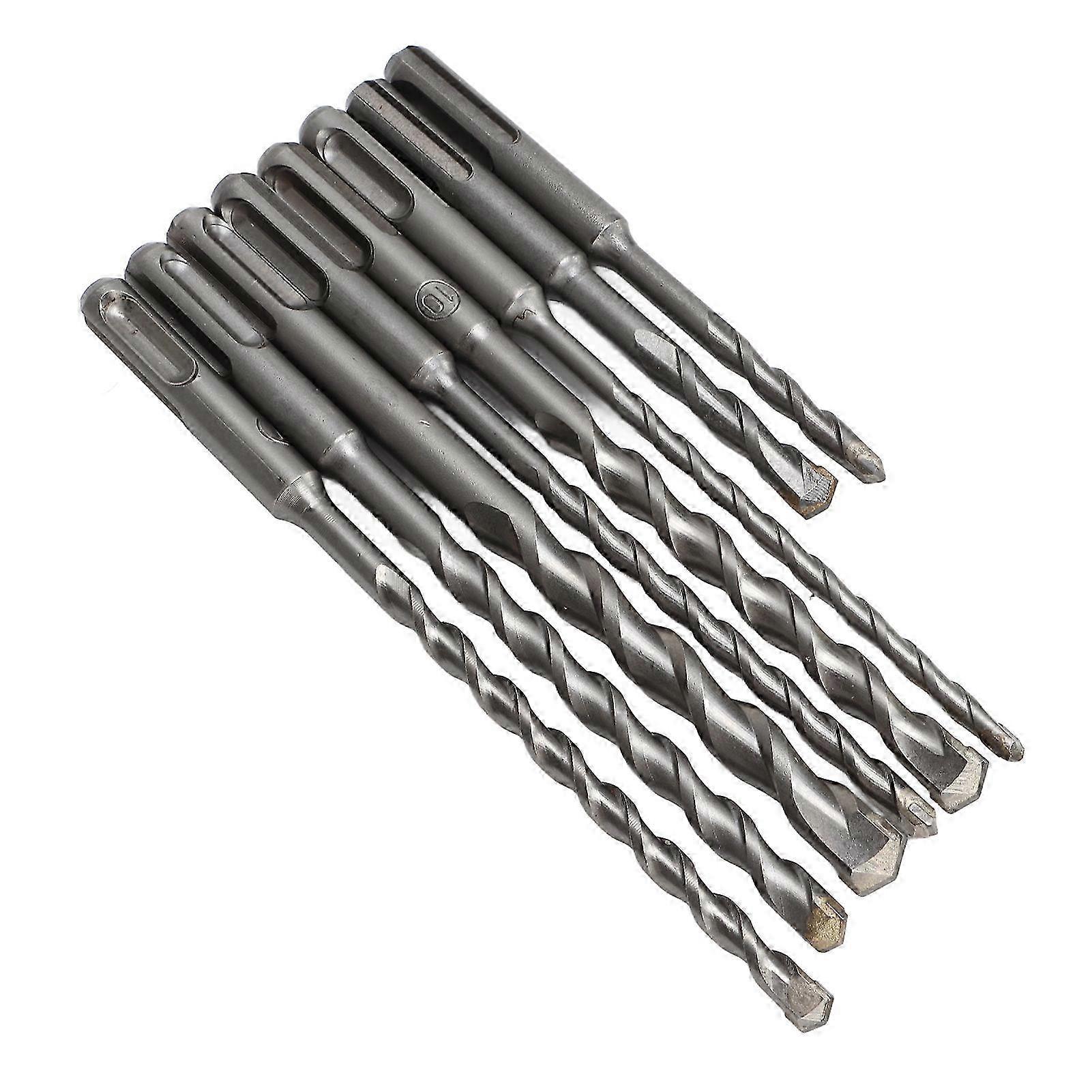 8Pcs Hammer Drill Bit Carbide Tip 2 Flute Drilling Tool Set Kit for Concrete