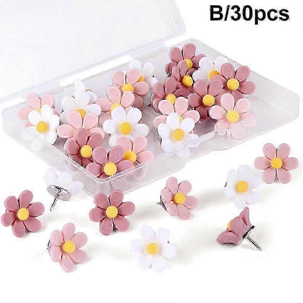 Flower Push Pins, 30Pcs Thumb Tacks for Cork Board, Cute Push Pins