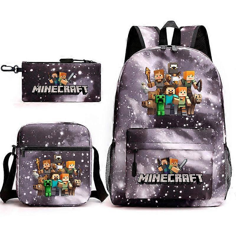 Popular Item: My World Game-Themed Student Backpack With Cartoon Print, Starry Sky Design, Including A Pencil Case Set