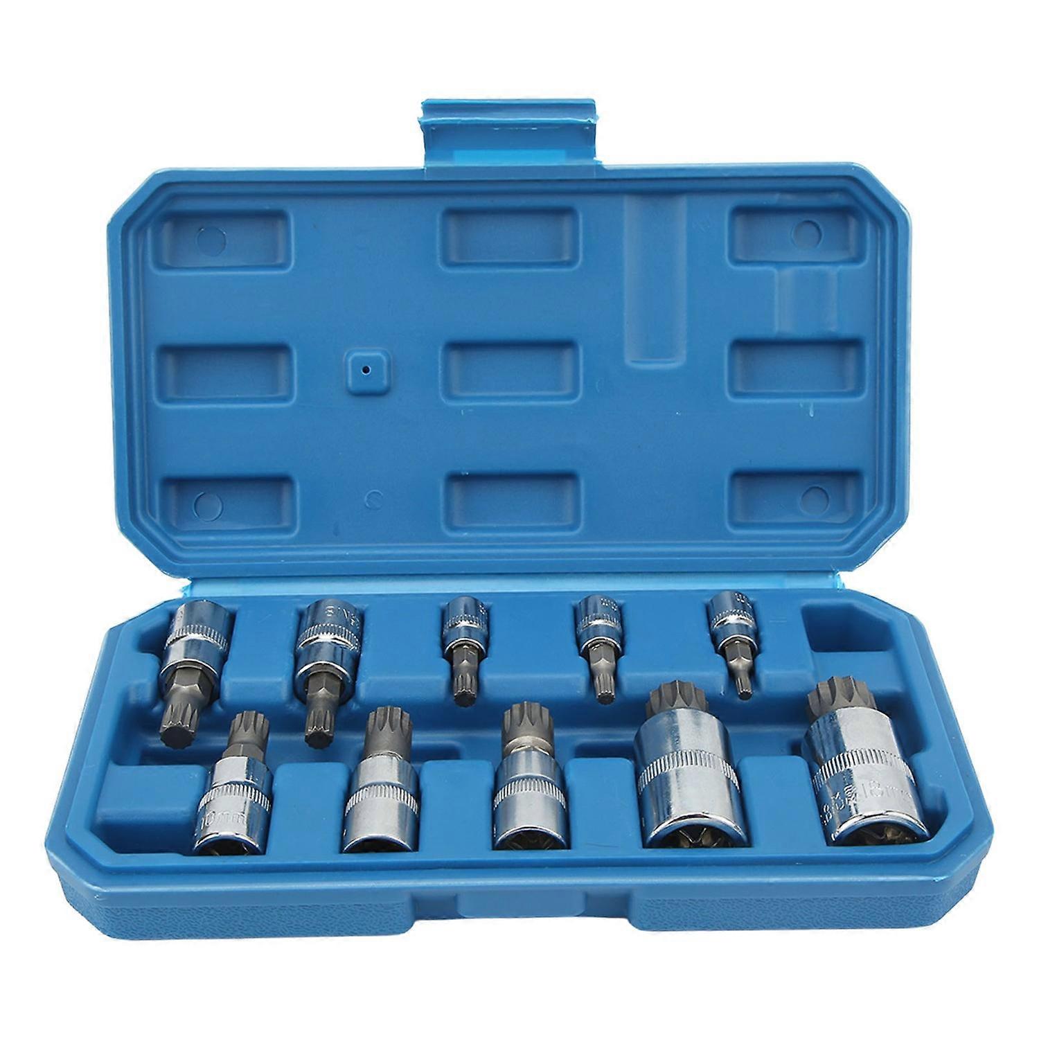 10PCS Triple Square Spline Bit Socket Set Low Wear Accurate Portable Strong Strength for Car