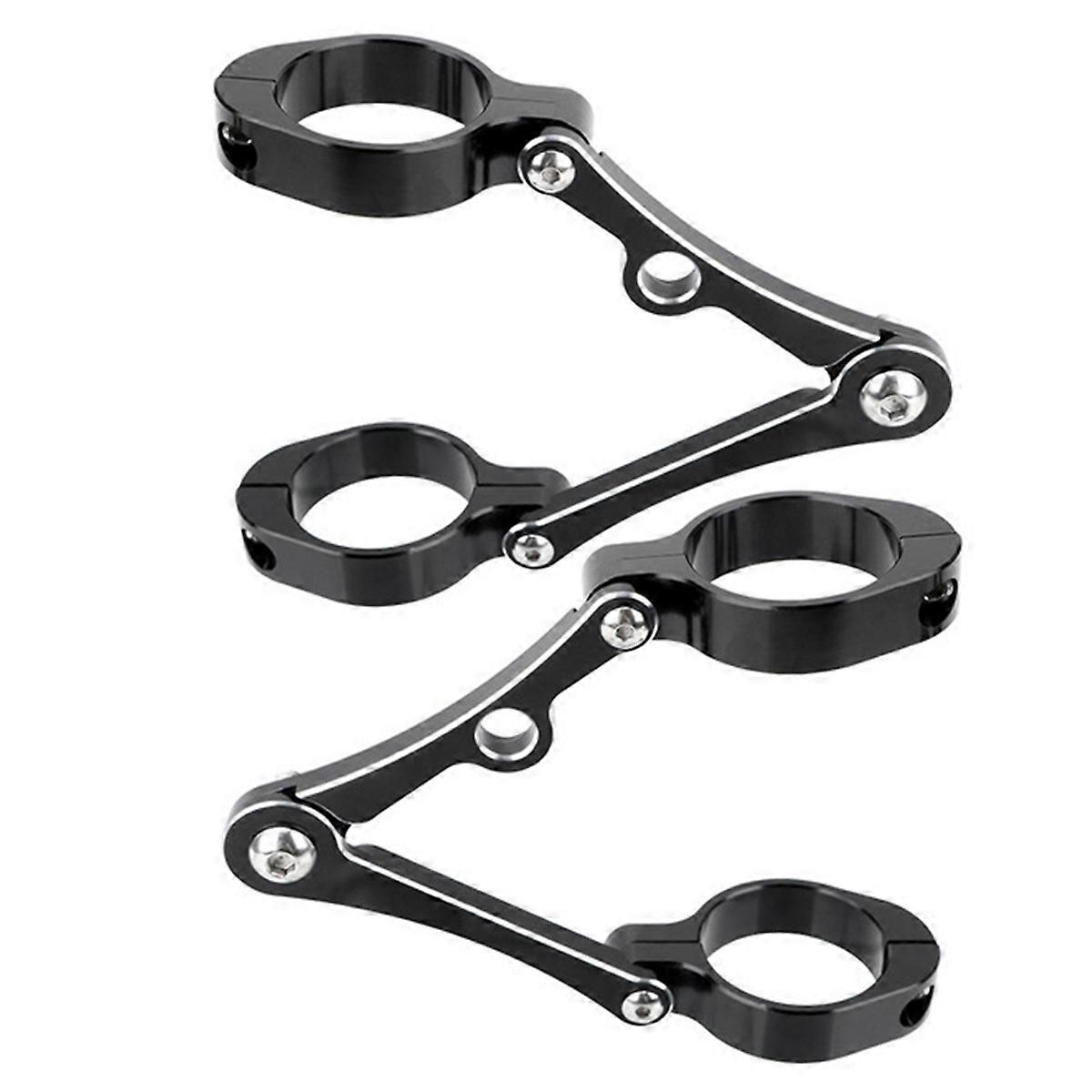 Motorcycle Universal Headlight Bracket Mount Clamp for 39mm-41mm Adjustable Headlight Mount Clamp Black+Silver