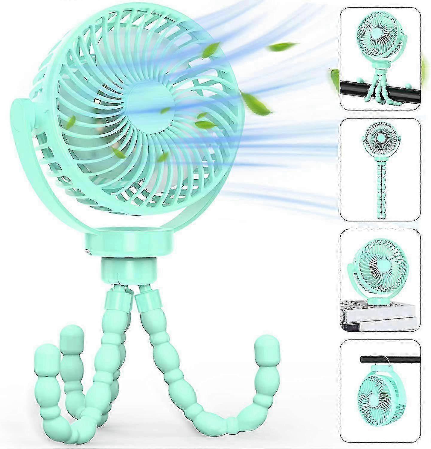 Portable Fan Battery Operated, Small Fan with Flexible Tripod Clip-on