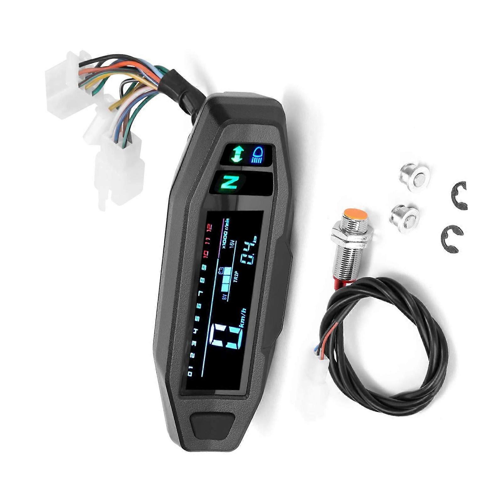 Motorcycle Digital Cluster White Backlight LCD Display Speed Rotation Fuel Level Monitoring Waterproof Design Waterproof Multicolor