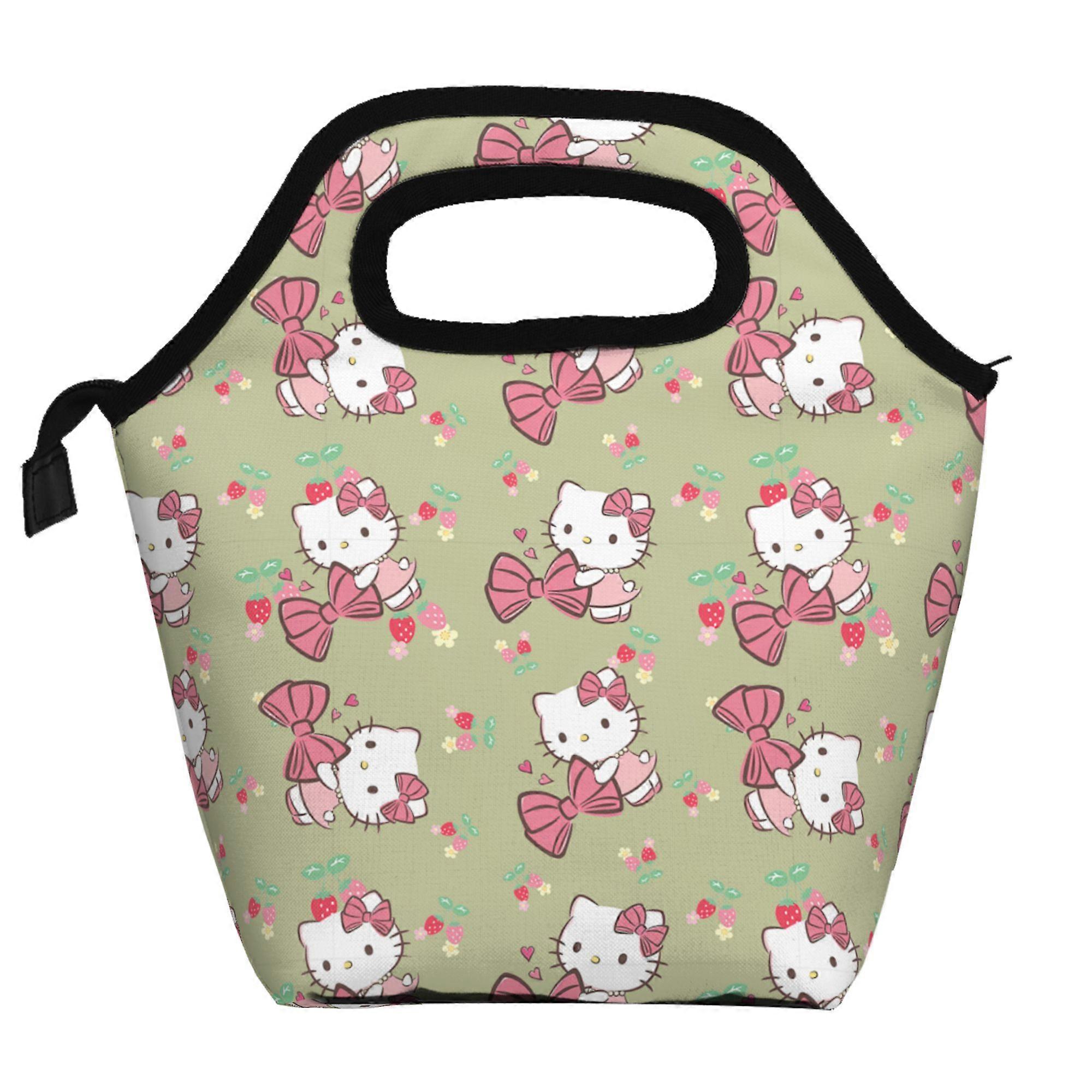 Hello Kitty Lunch Bag Soft Polyester Lunch Bag Portable Insulated Zipper Bento Bag Foldable Reusable Lunch Tote Bag Unisex