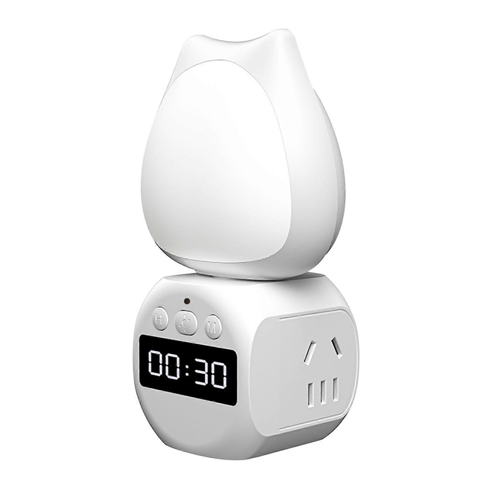 Plug In Night 350° Rotating Mini LED Eye Care Smart Control White Night Light with Clock Display