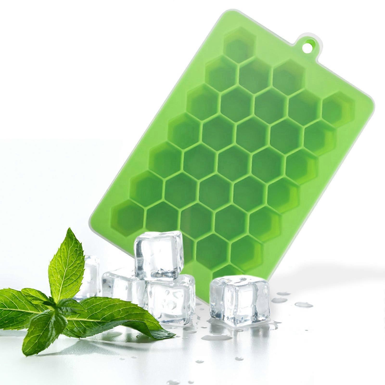 Fankiway Ice Cube Tray, Ice Cube-Tray Mould with Lid Honeycomb Shape 33 Grids Food Safe Grade
