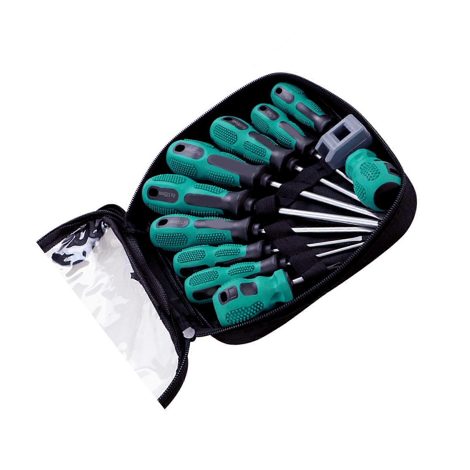 Flat & Slotted Bit  Magnetic Screwdriver Corrosion Resistant Alloy And Comfort Nonslip Grips Handle Multicolor