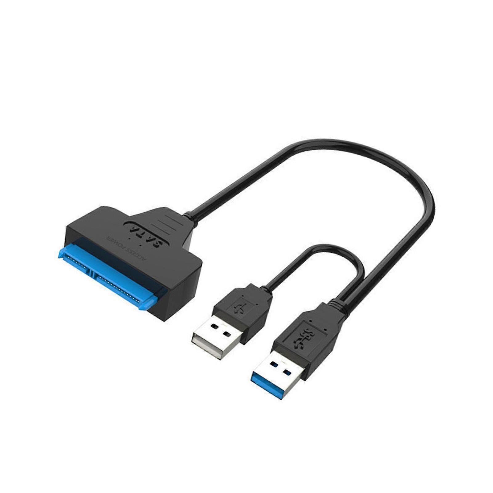 Fast Speed Double USB3.0 to Serial ATA Adapter Cable Build In Overcurrent Protections for 2.5/3.5in Desktop Hard Drive Multicolor