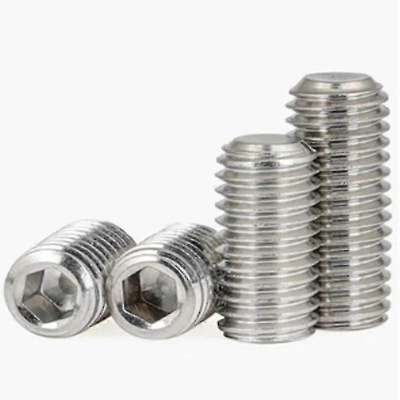 10/50pcs M2 M2.5 M3 M4 M5 Din913 304 Stainless Steel Allen Head Hex Hexagon Socket Flat Point Set Screw End Grub Headless Bolt
