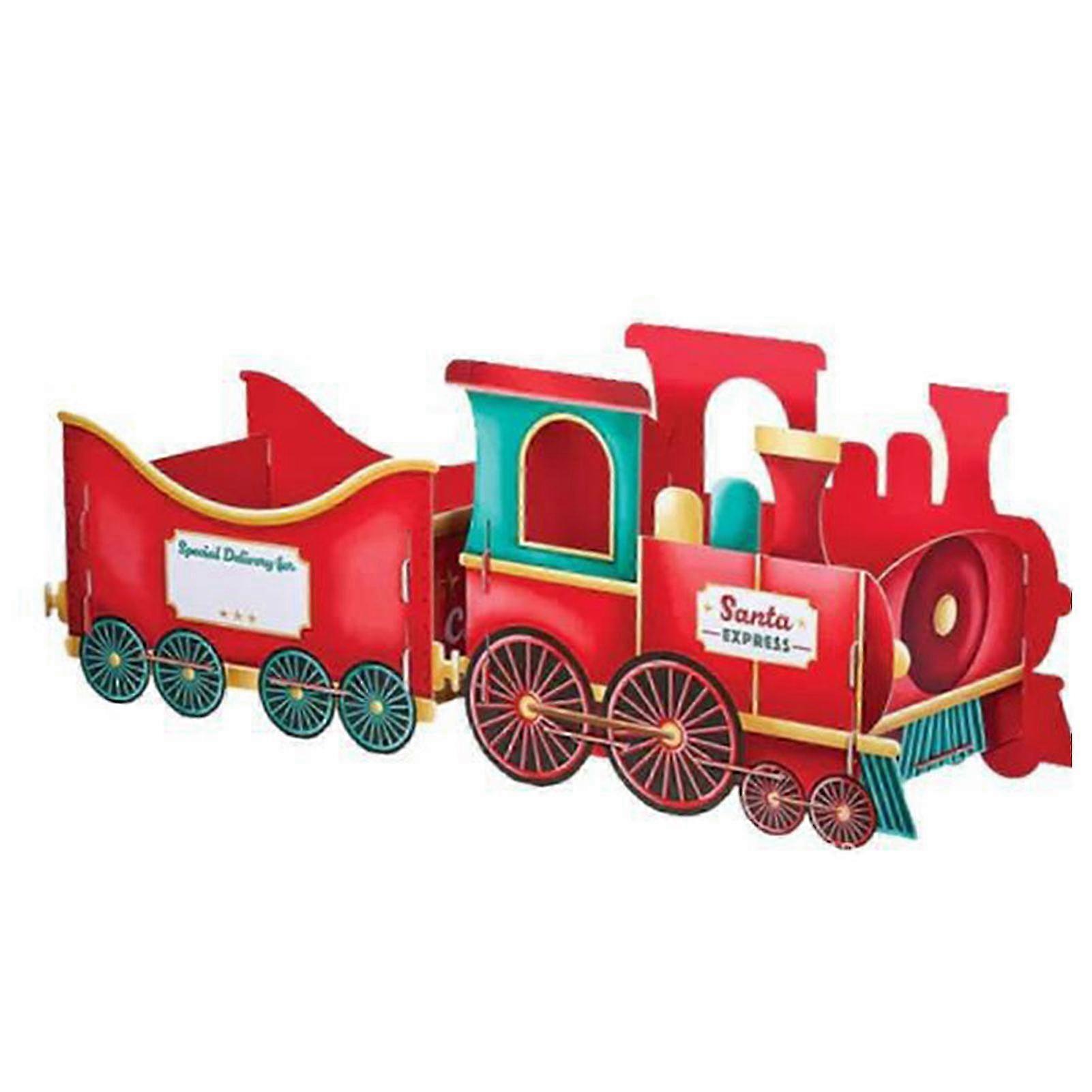 Festive Container for Christmas Train Sets - Colorful Cardboard Present Storage