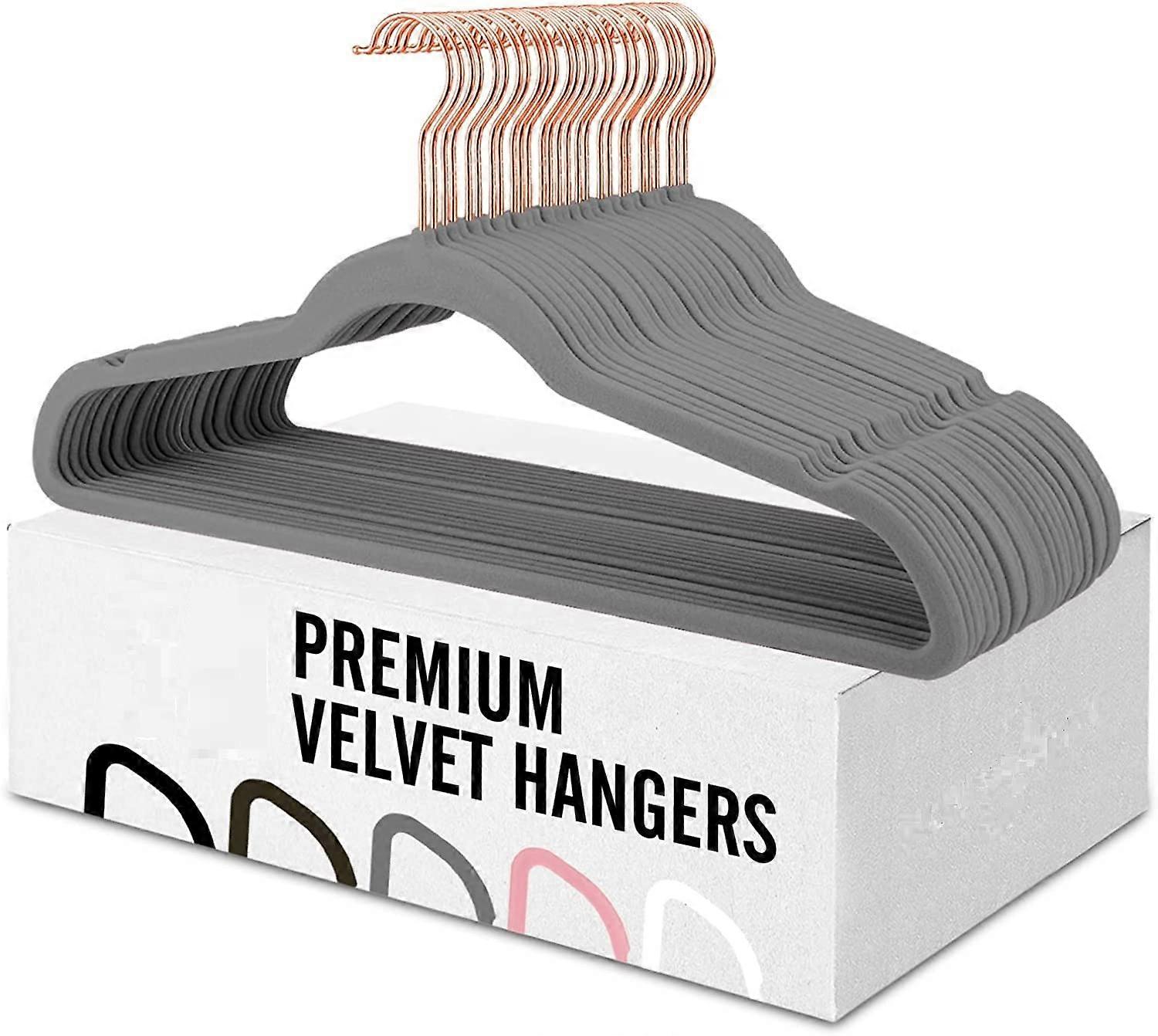 Velvet NonSlip Clothes Hangers Ultra Thin Space Saving 360° Swivel Hook Set of 10 Grey