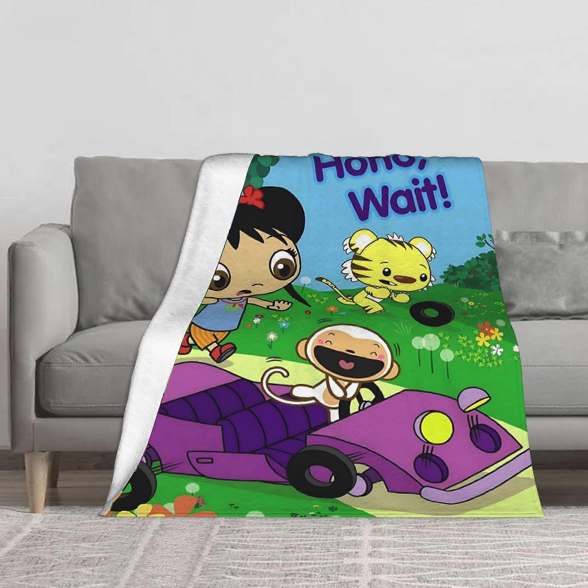 Ni Hao, Kai Lan Flannel Blanket - Ultra-Soft Bedspread & Couch Throw with Chinese for ", KanLean" Phrase, Cute Character-azxcv20