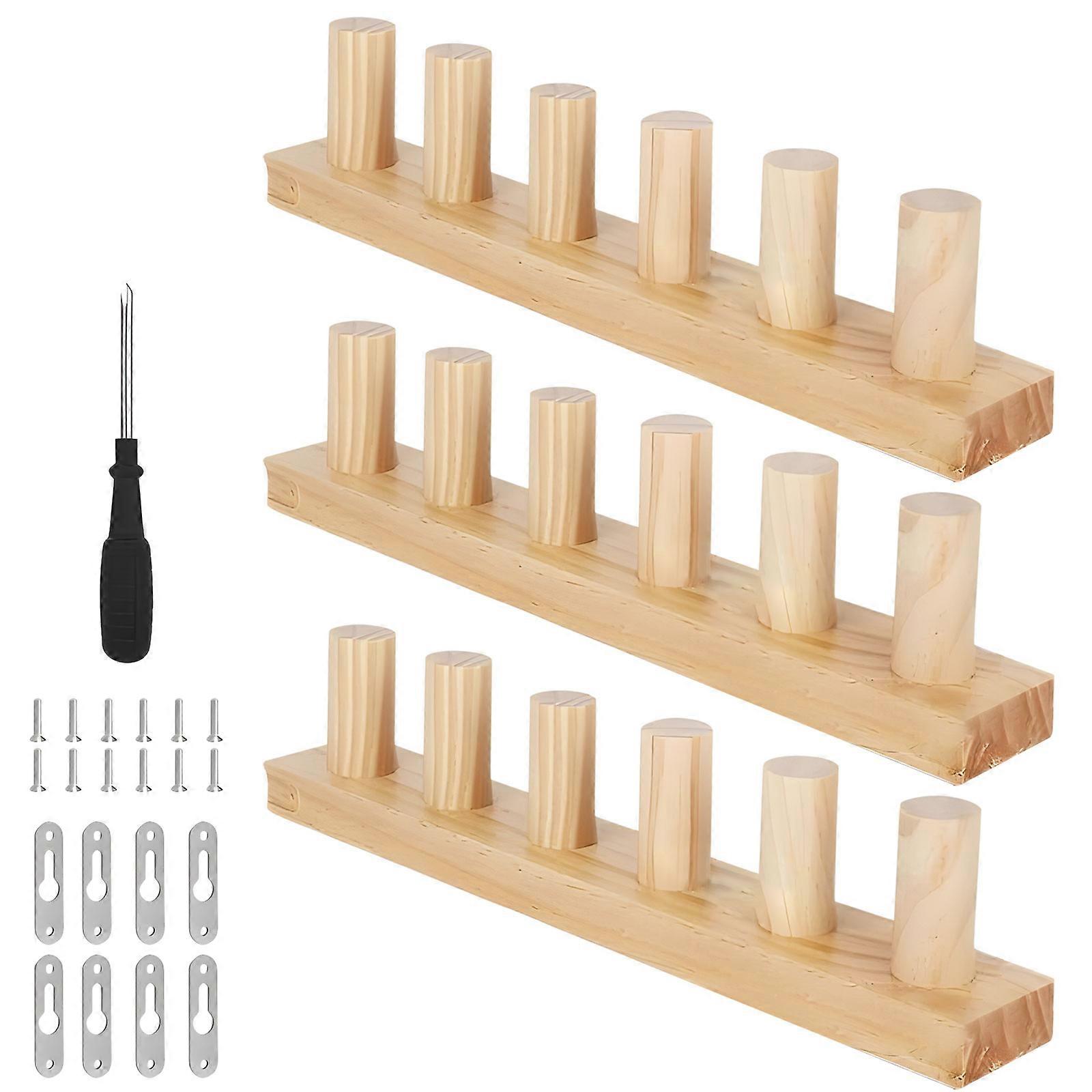 Pack Of 3 Adjustable Blanket Frame Set Beginner Friendly Wood Weaving Knitting For Tapestry Towel Craft Projects Multicolor