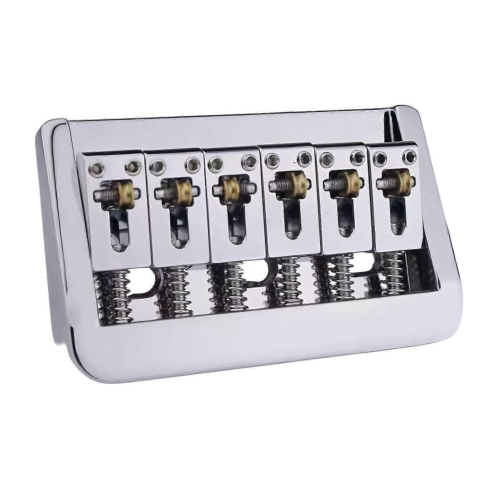 Guitar Bridge with Copper Fixed Saddles and Zinc Block Replacement Part For Electric Guitar 10.5mm String Spacing  Silver