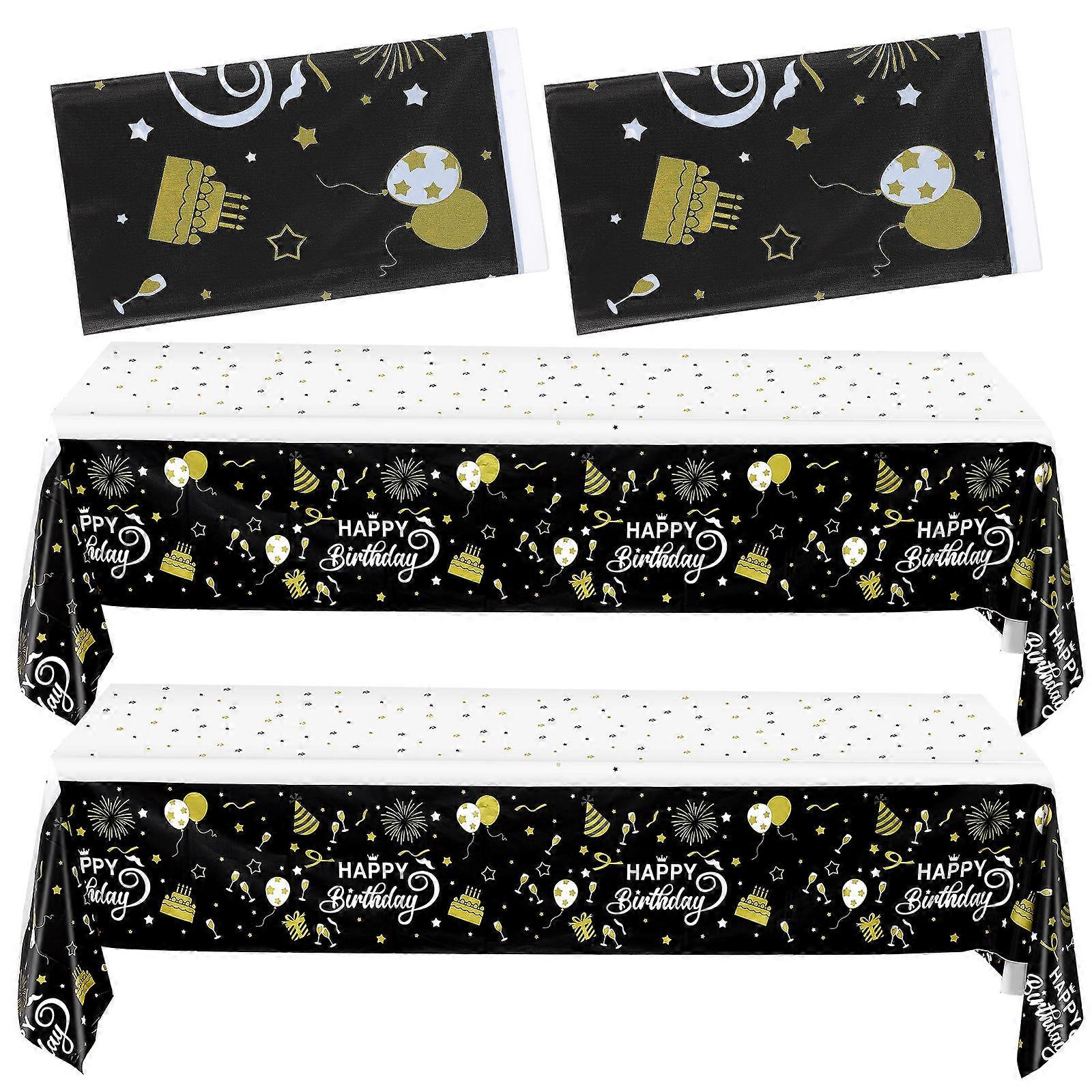4 Pcs Birthday Tablecloths Letter Pattern Printed Delicate Party Table Cloths Rectangular Table Covers