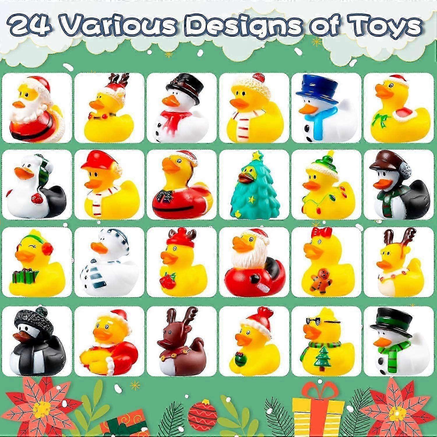 Rubber duck blind boxes with festive designs and glitter elements - Ideal as an advent calendar and gift - Includes collector cards and certificates