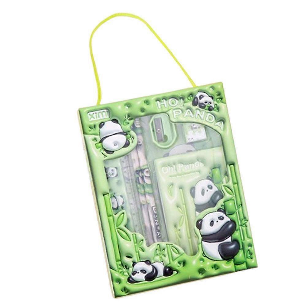 Set di cancelleria 6 in 1 per studenti, materiale scolastico portatile, astuccio con quaderno, righello, gomma, temperamatite, regalo perfetto per bambini