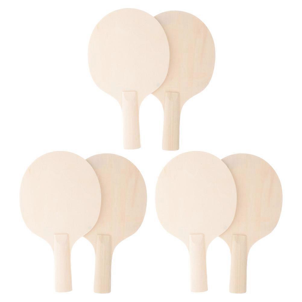 Crafts Table Tennis Paddle Diy Wooden Racket for Training Light Yellow with Grips 6Pack