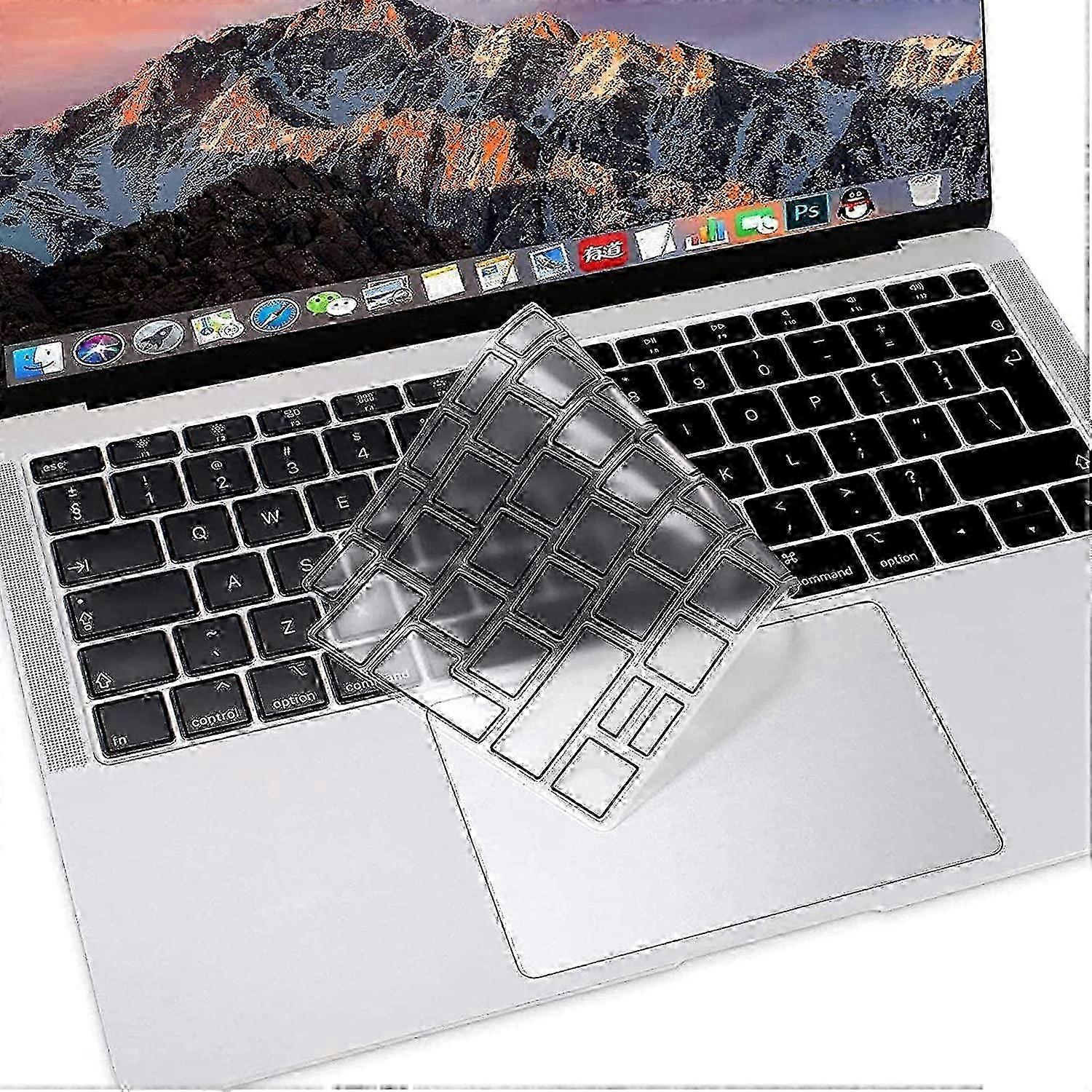 2025 Black Premium Ultra Thin TPU Keyboard Cover Compatible with MacBook Air 13 inch 2019 2018 A1932 Retina Display with Touch ID, Soft Protective Tra