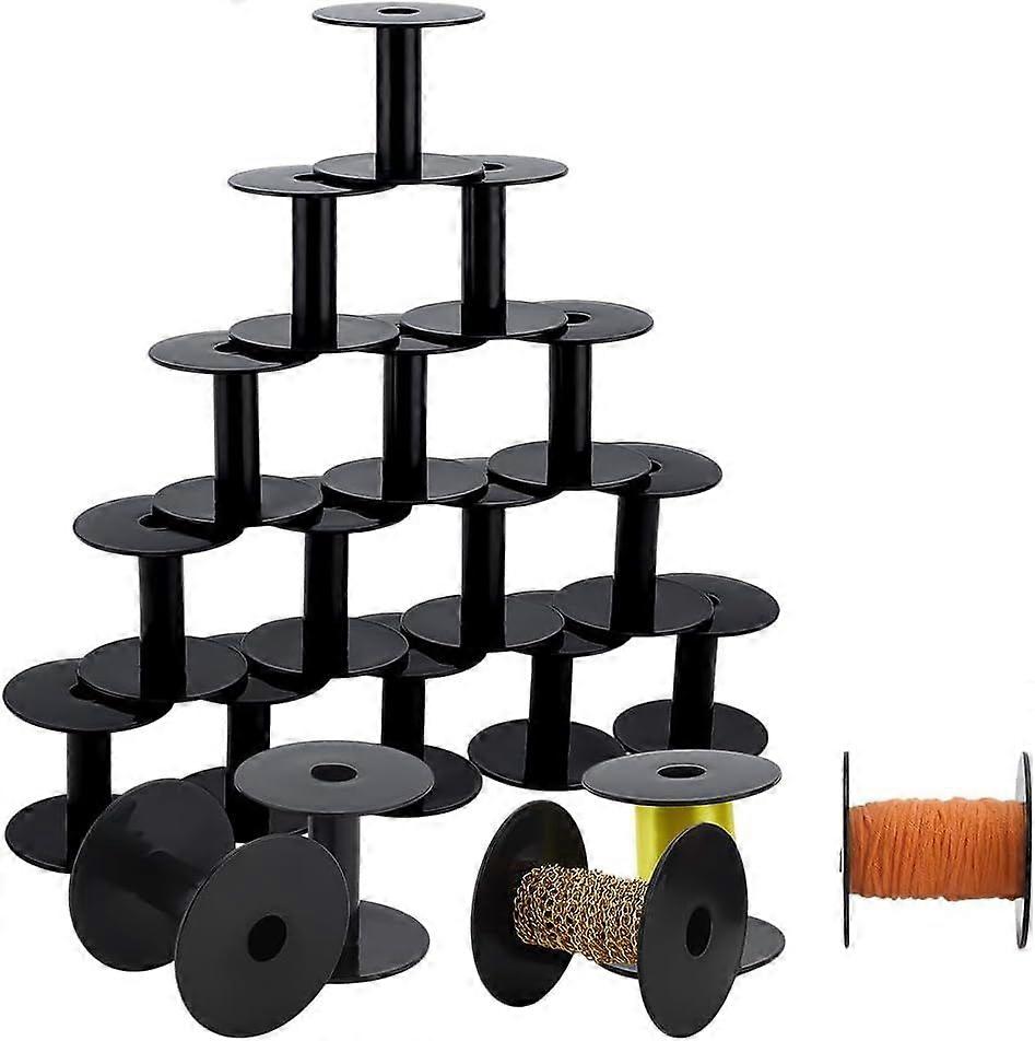 20pcs Black Empty Bobbin Spool Plastic Thread Spools Wire Weaving Bobbins 2.5 inch Thread String Bobbin Ribbon Spools Bulk Sewing Spool for Embroidery