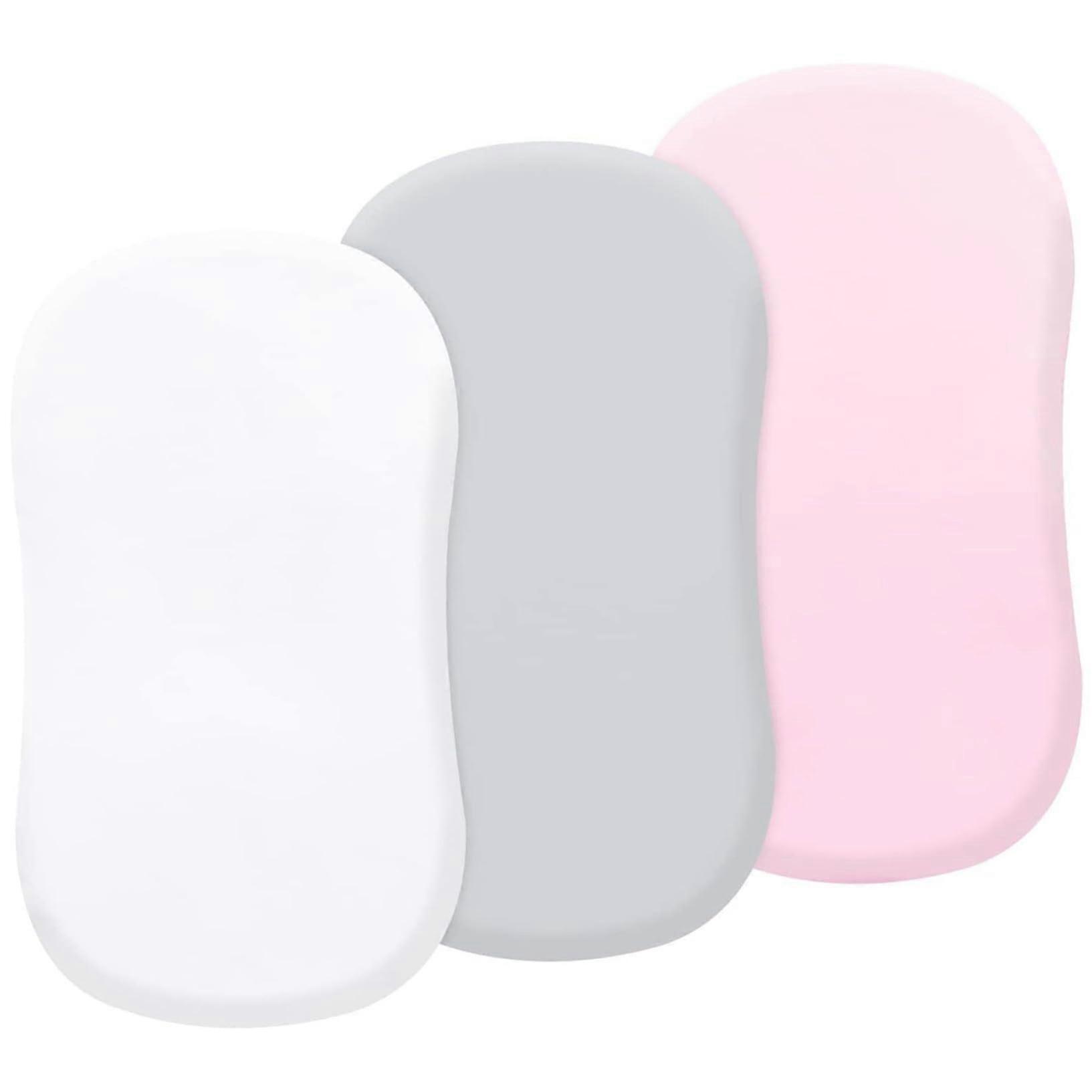 3 Pcs Microfiber Crib Sheets Fitted Sheet Fits Crib Mattress Breathable Soft Bedding White Grey Pink Three Pack