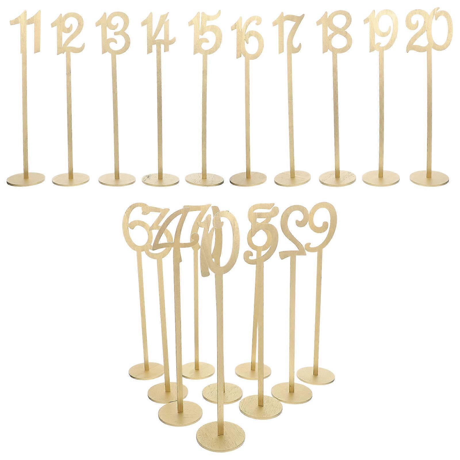 Elegant Wooden Table Number Signs for Party Use 20Pcs Number Signs