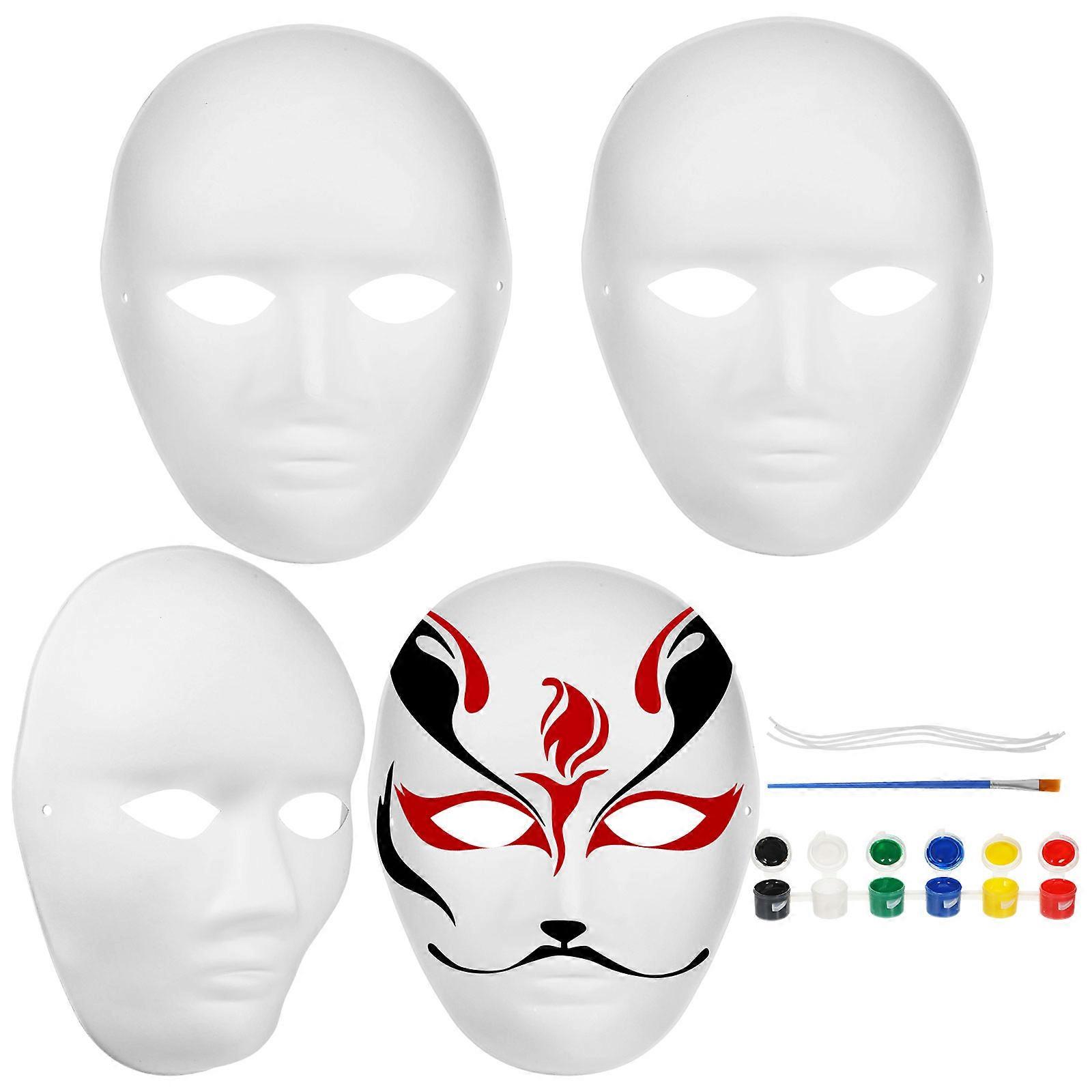 White Mask Paper Mask for Party 2Sets for Creative DIY Projects