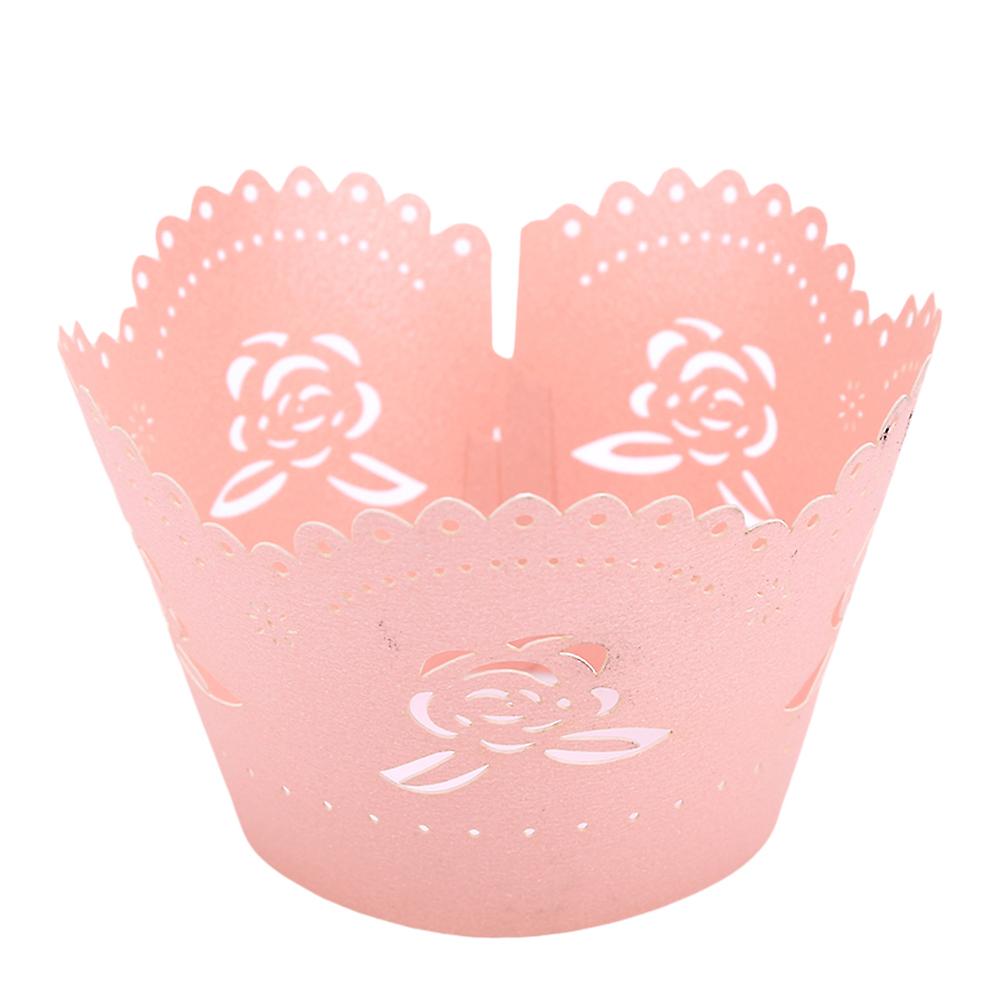 Cupcake Liners Rose Pattern for Decoration 150Pcs Pink Elegant Paper Cups