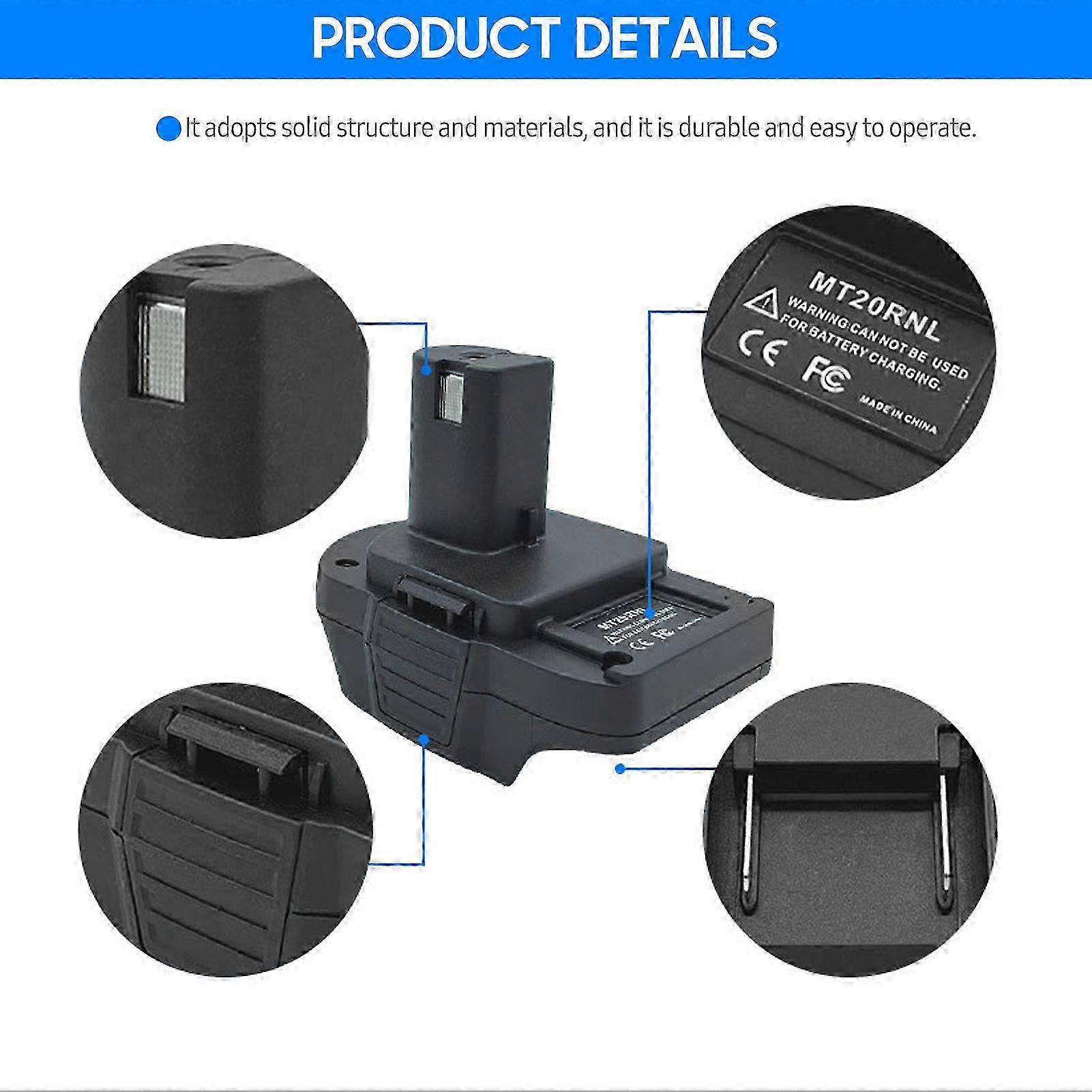 Battery Converter Adapter Replacement for Converting Makita 18V-20V Lithium Battery to Ryobi 18V Power Tools