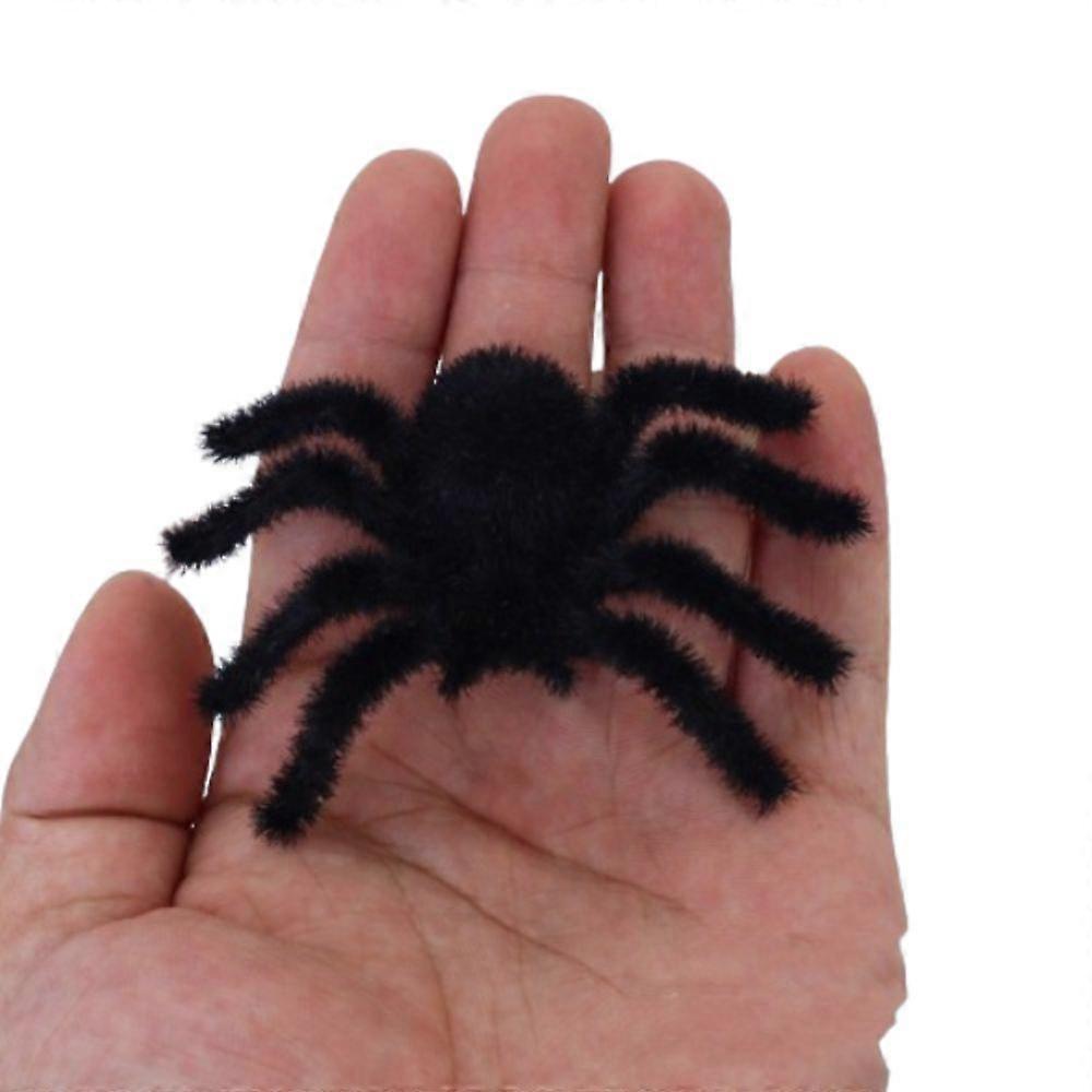 Simulation Spider Ornaments Funny Halloween Plush Spider Realistic 3D Flocking Cartoon Artificial Spider Party Prop