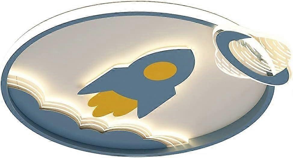 Kids Room LED Ceiling Light Rocket Shape EyeProtective Flush Mount Lamp Blue EnergySaving