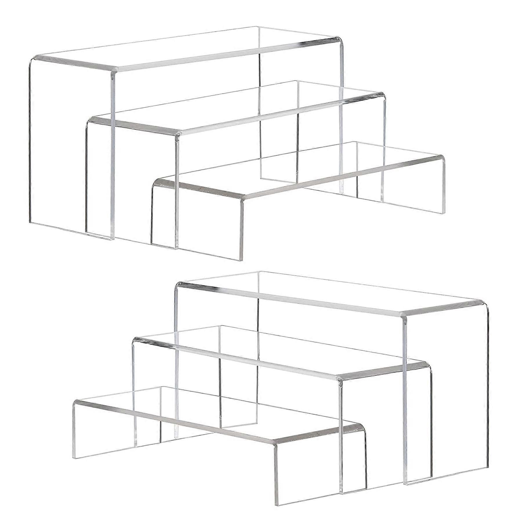 Large Clear Acrylic Display Risers Set, 3 Tier ScratchResistant Stand for Retail and Collectibles