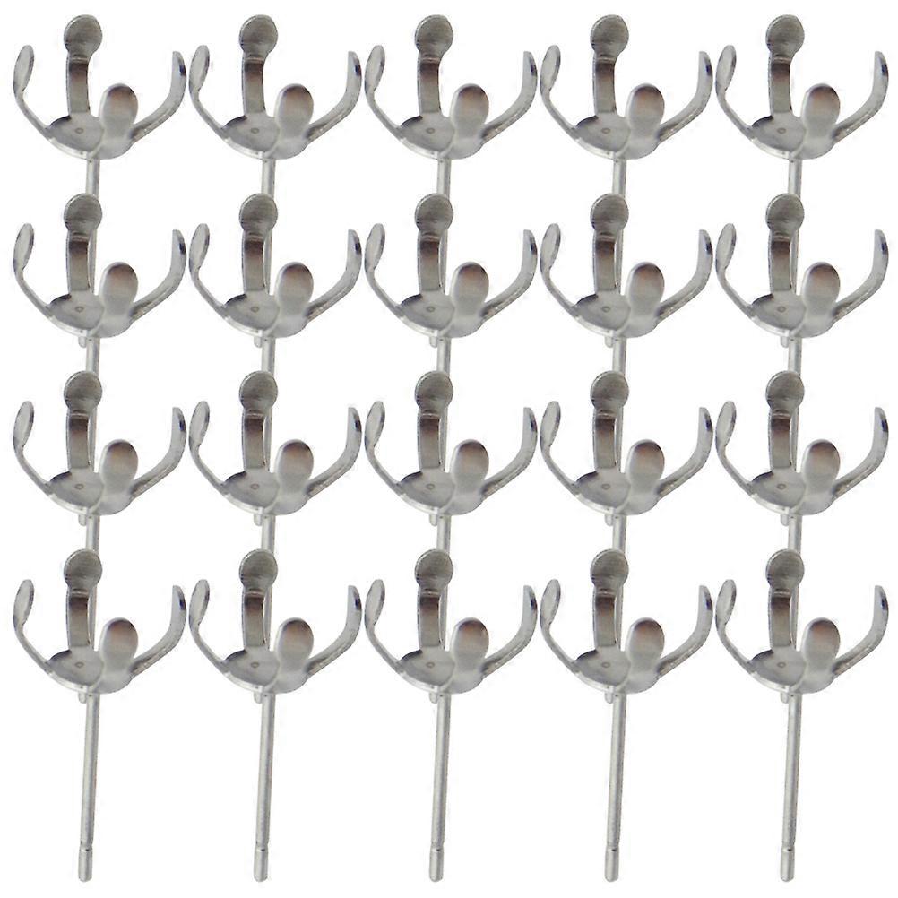 100Pcs Silver Ear Posts Claw for DIY Earring Accessories Jewelry Making