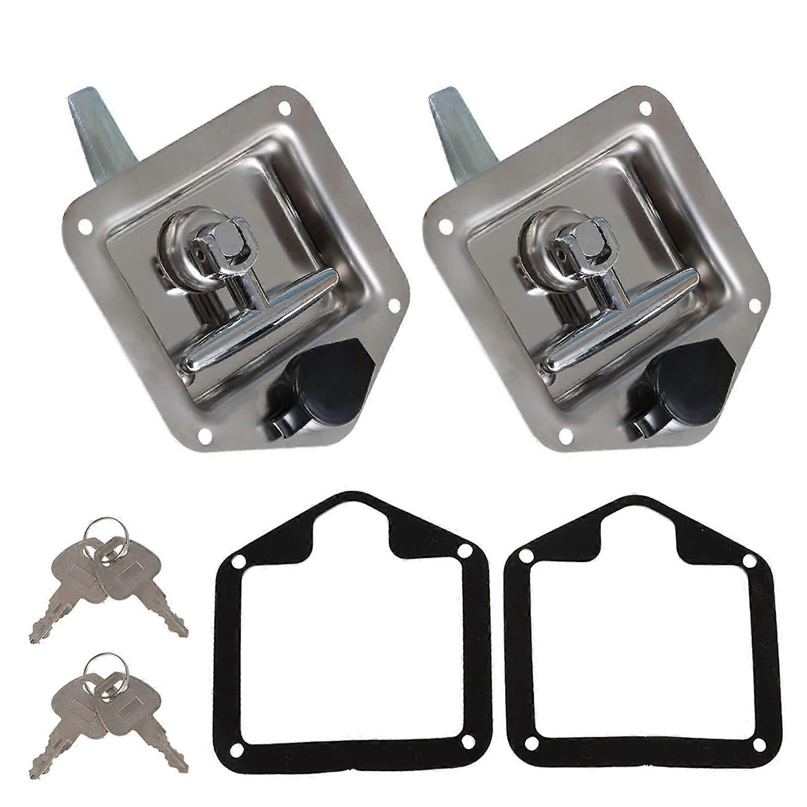 2Pcs Stainless Steel Trailer Door Latch THandle Lock Set for RV Camper Truck Toolbox with Keys