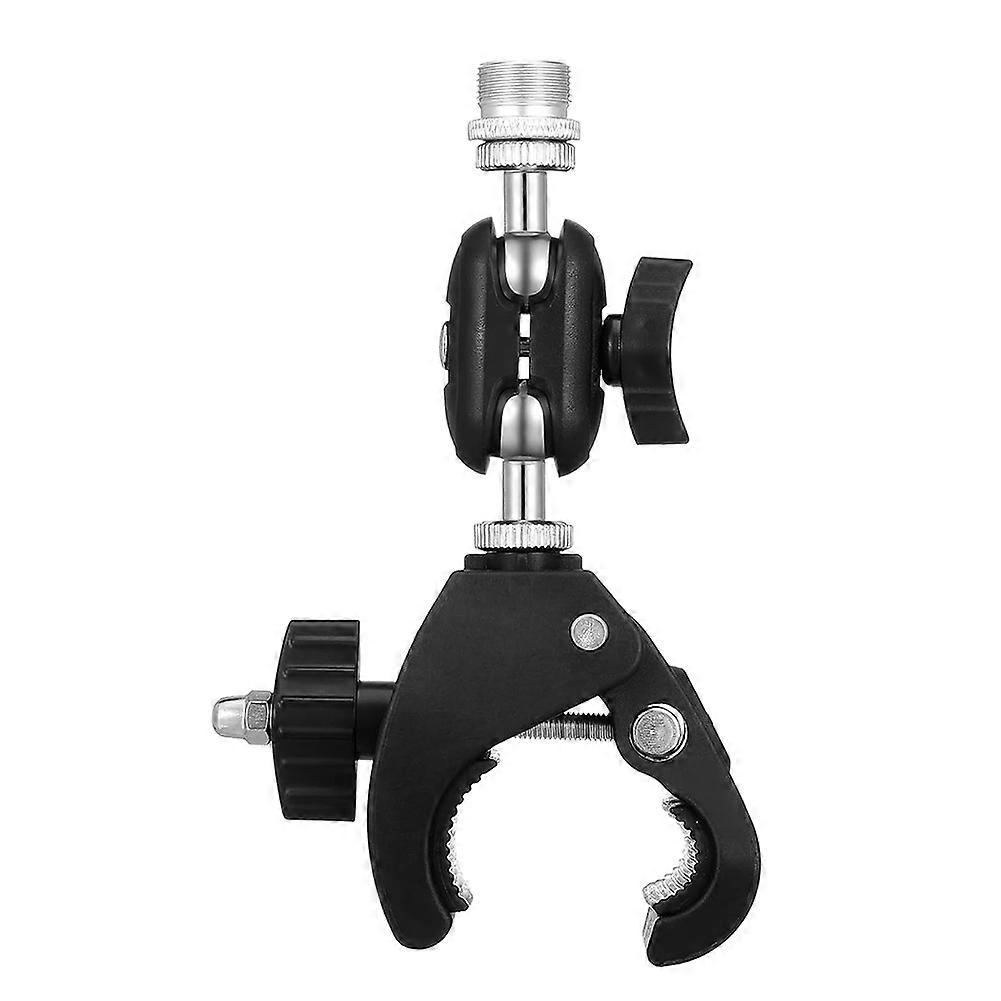 Mic Holder, Mic Crab Clamp Microphone Mount with Double Ball Head Microphone Holder for Mic-Stand Desktop Shelf Drum