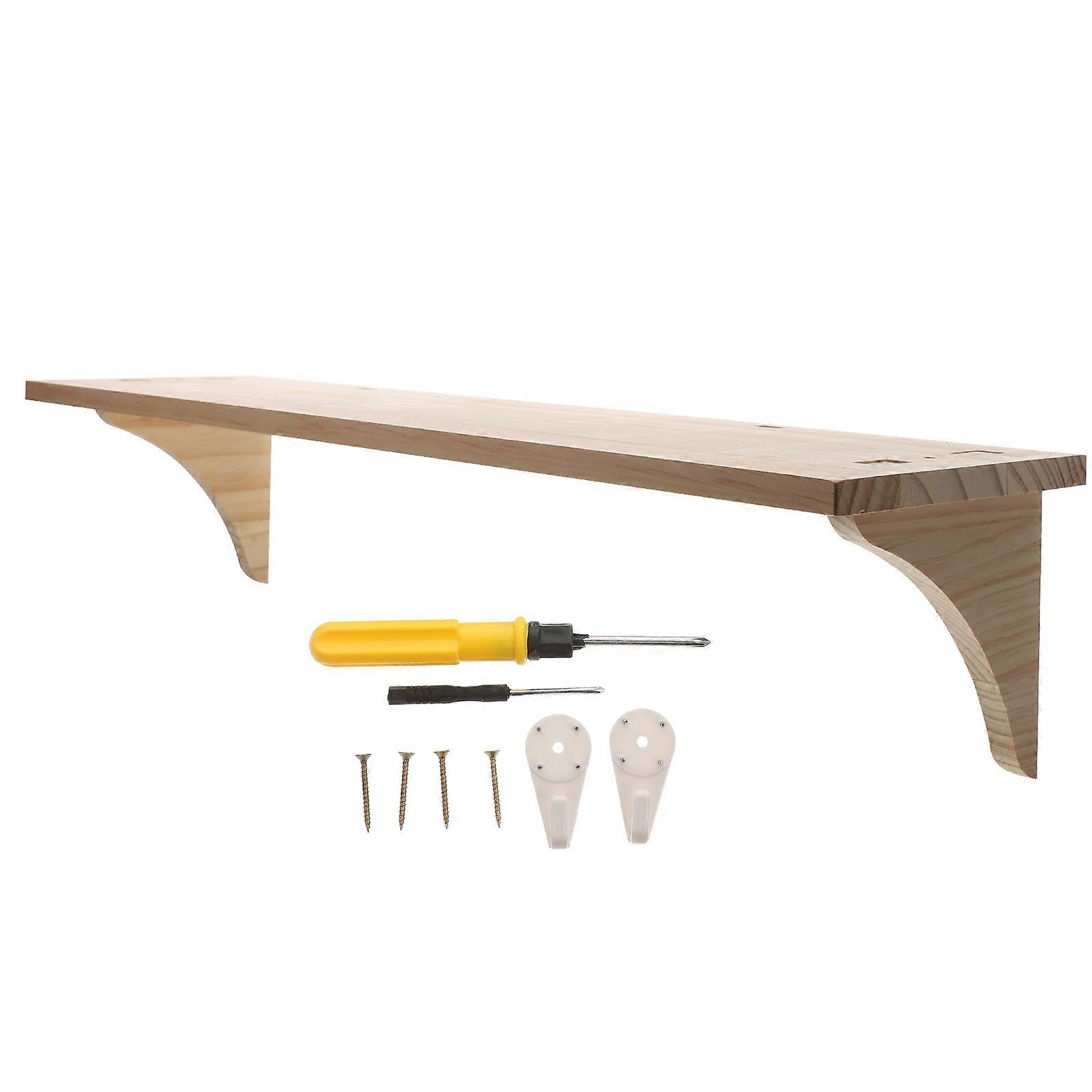 Wall Mounted Rack Wood Wall Shelf for Storage Use 2Pcs Beige