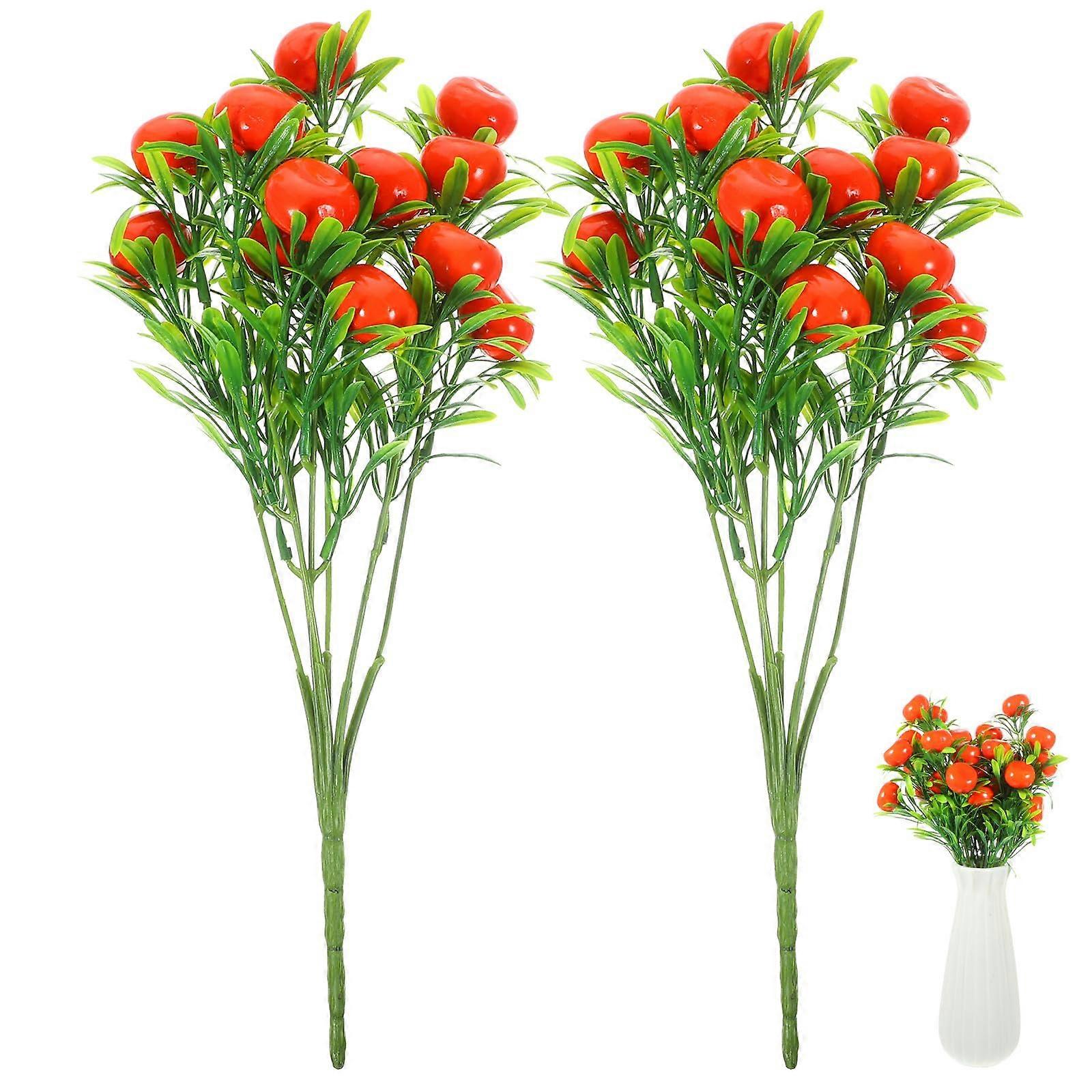 Artificial Strawberry Bunches 2Pcs Realistic Artificial Fruit Decorations for Kitchen and Party Display