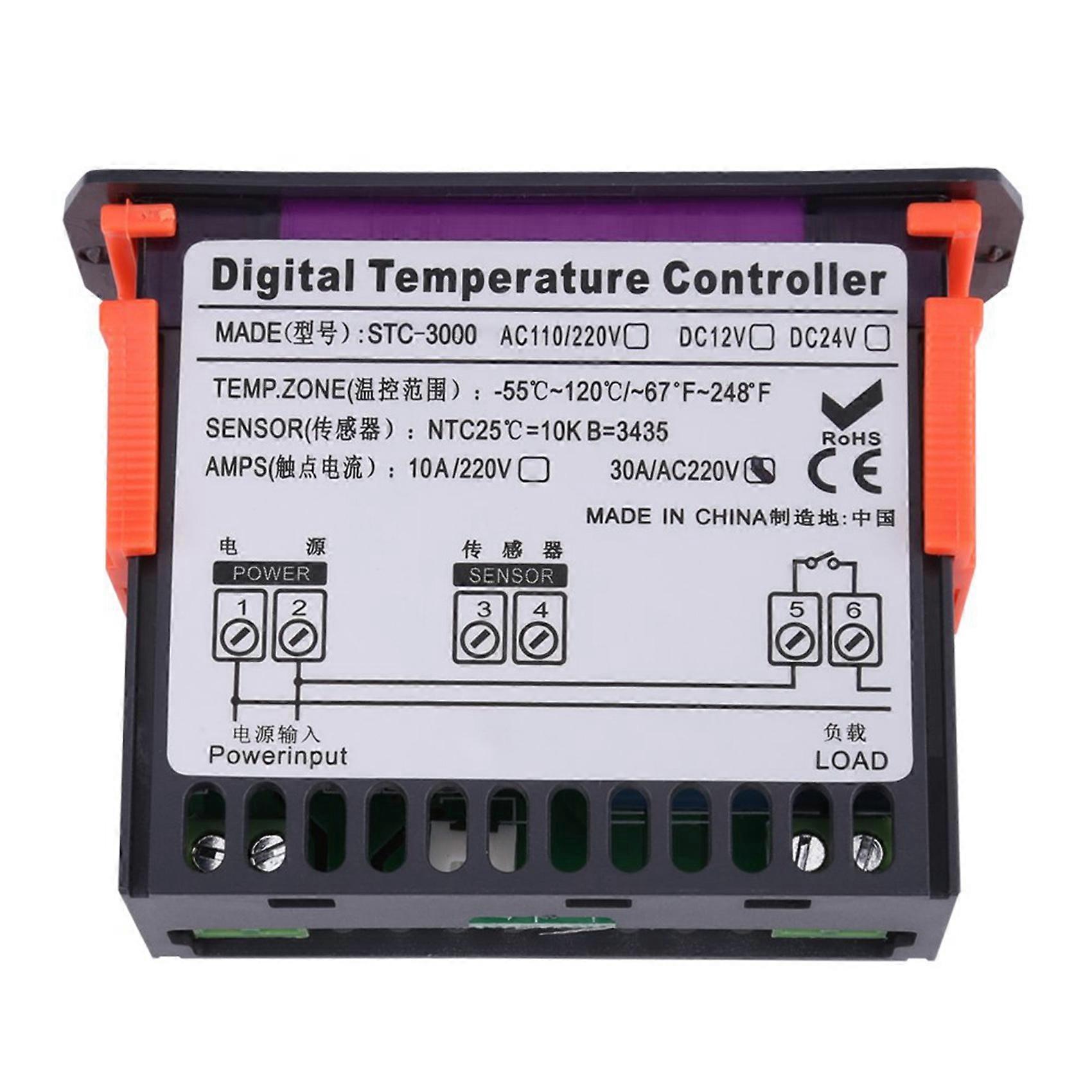 2X STC-3000 Digital Temperature Controller Thermostat with Sensor 110-220V 30A