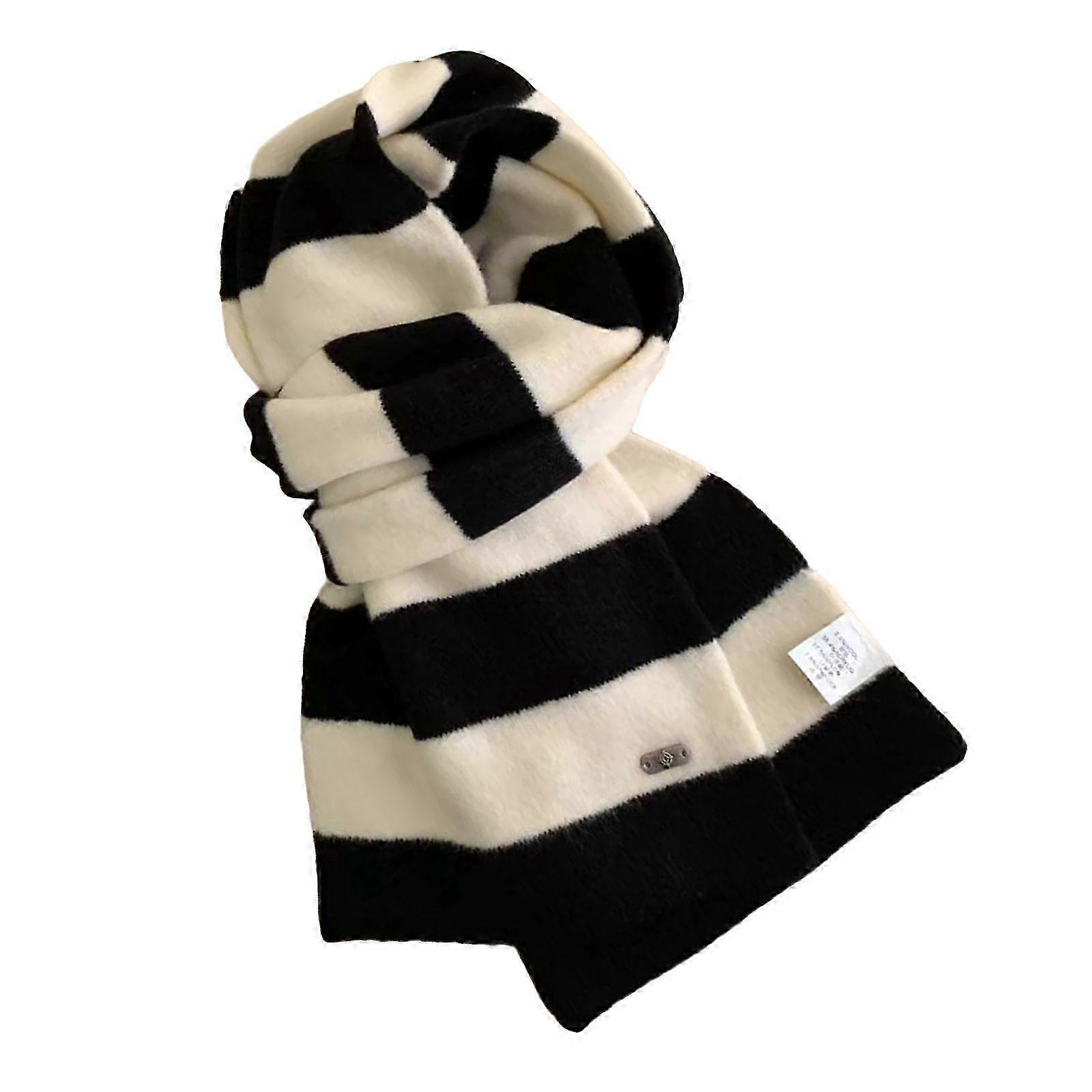 Striped Couples Scarf Stretchy Knit Fabric Lightweight Neck Wrap Cold Weather Essential For Him And Her Soft Feel Red