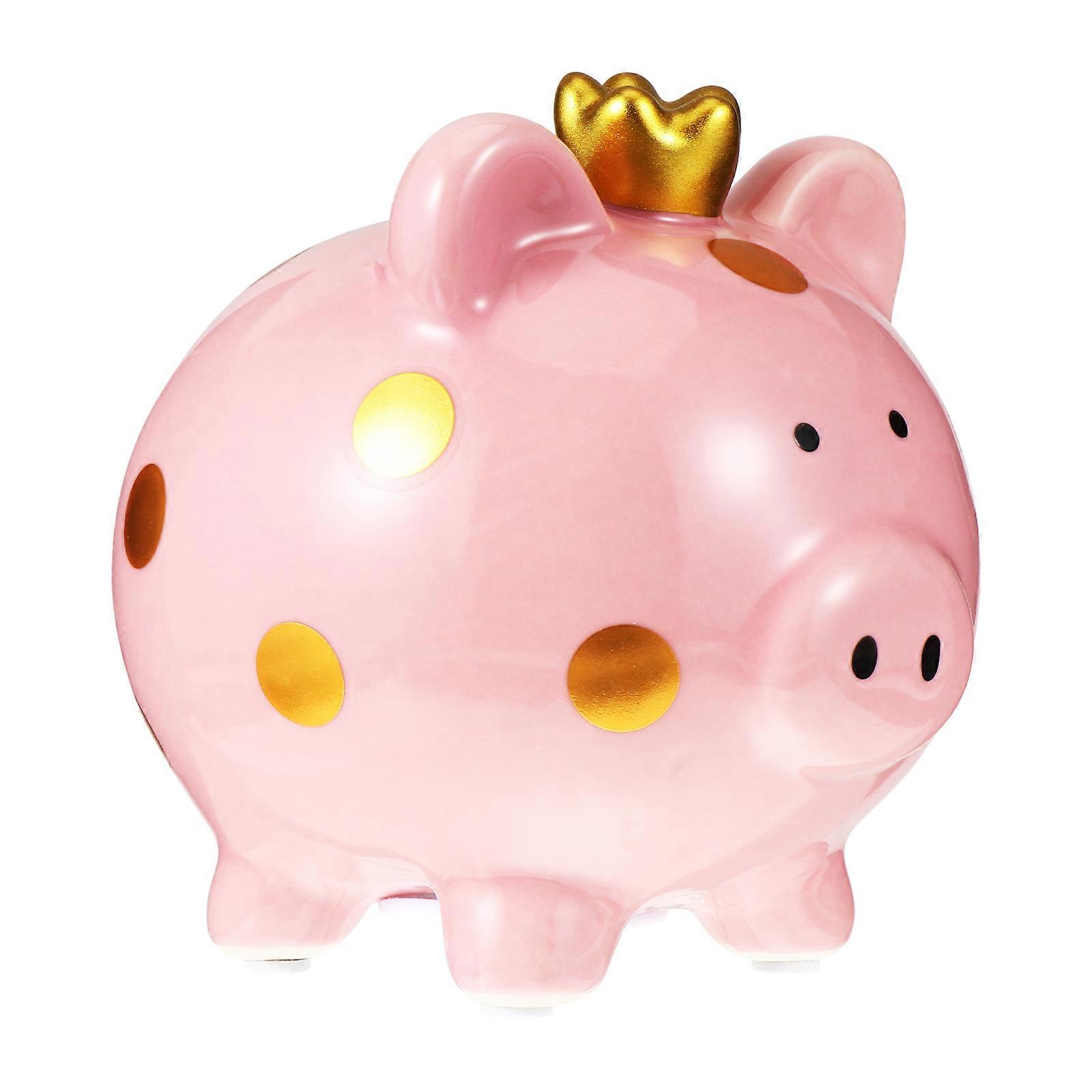 Pig Shape Money Bank Ceramic Saving Pot for Storage Use Pink