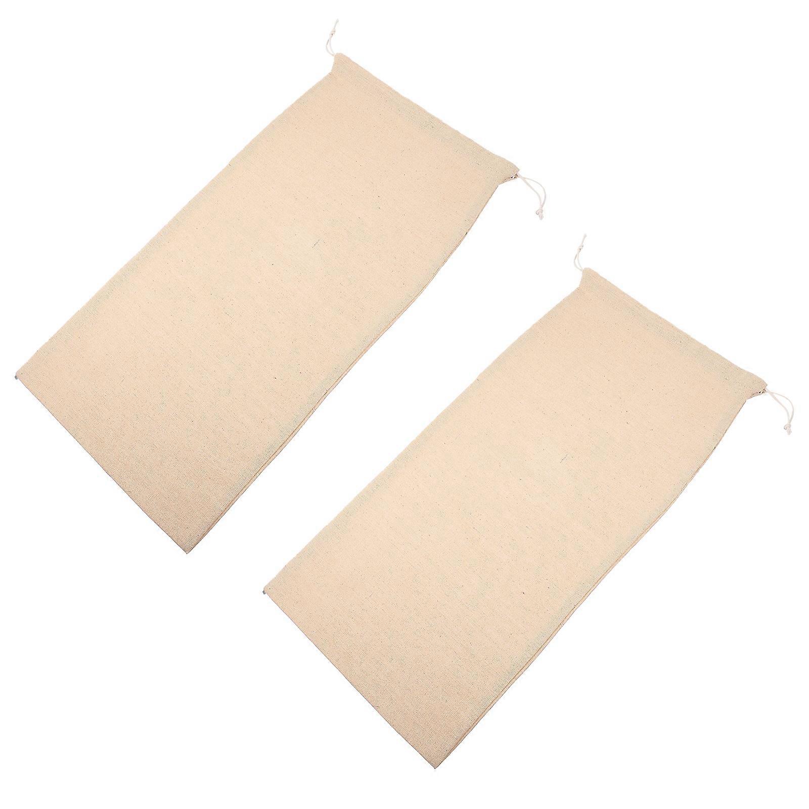 Household Cotton Bread Storage Bags for Drawstring Use 4Pcs White