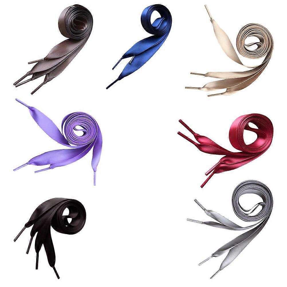 Shoe String Set for Sneakers 7Pairs Satin Candy Colored Flat Laces