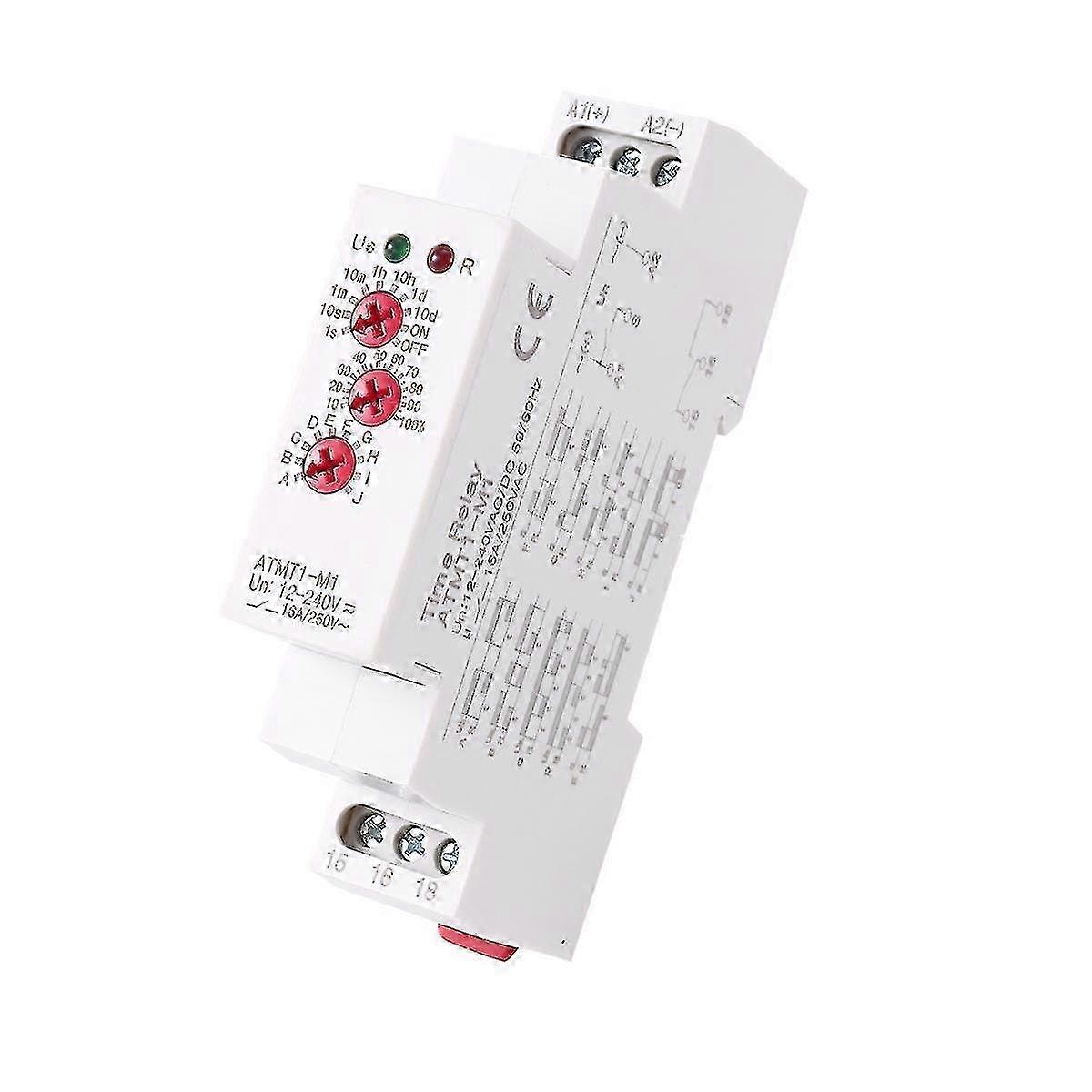 12-240VAC/DC Din Rail Type Time Delay Relay 16A/250VAC Multifunction Timer Relay with 10 Function C 25-26